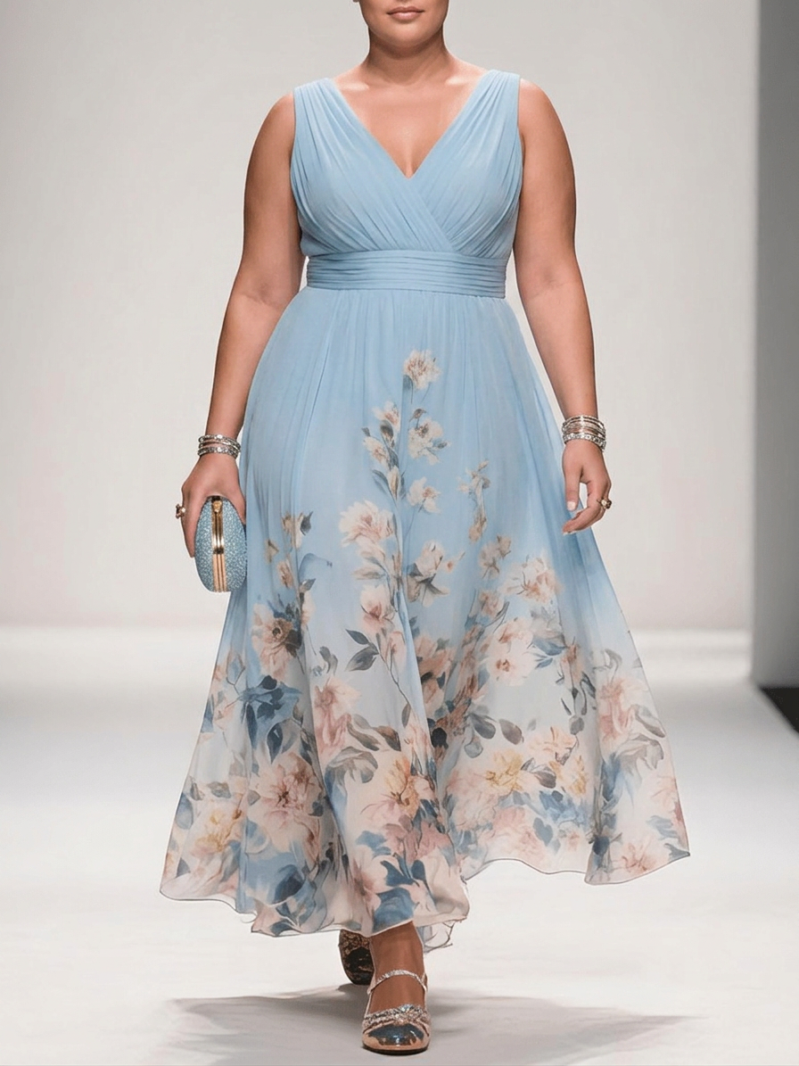 Rose Chiffon Maxi Dress