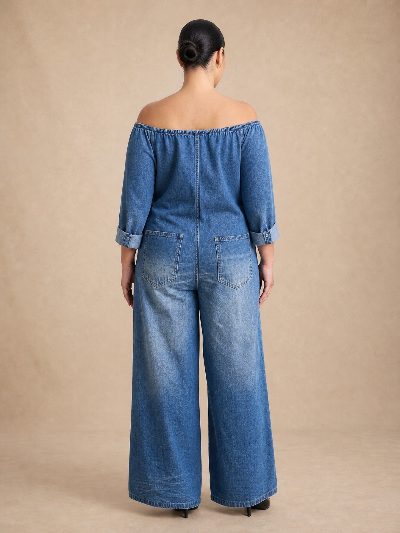 Elena Off Shoulder Denim Jumpsuit