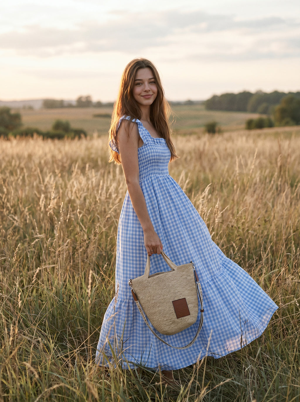 Elodie Smocked Tiered Maxi Dress in Picnic Gingham
