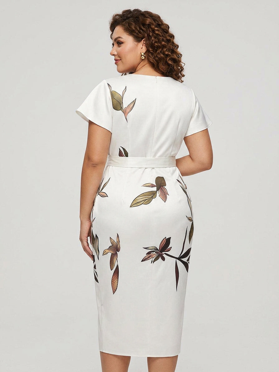 Judy Leaf Print Midi Dress