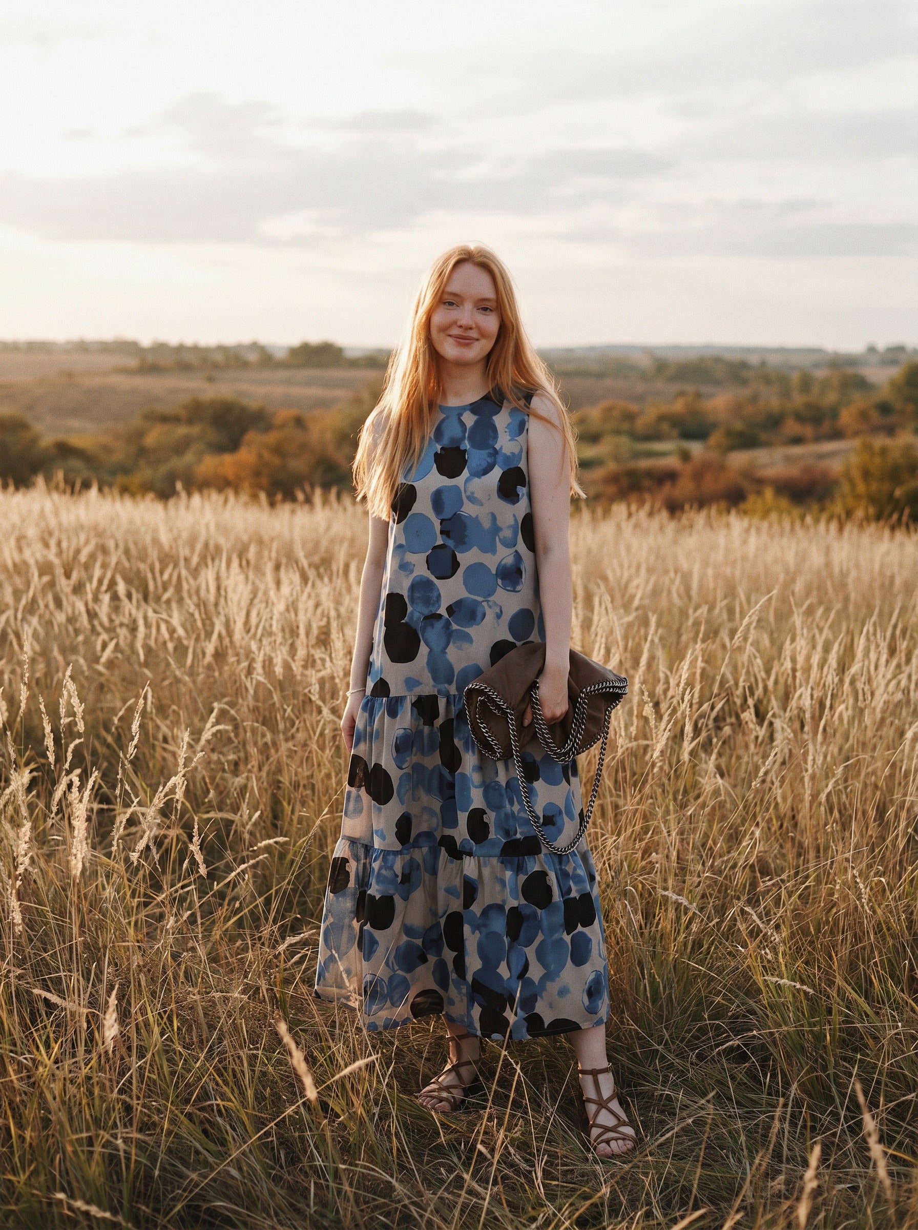 Magnolia Tiered Midi Dress in Painted Petals