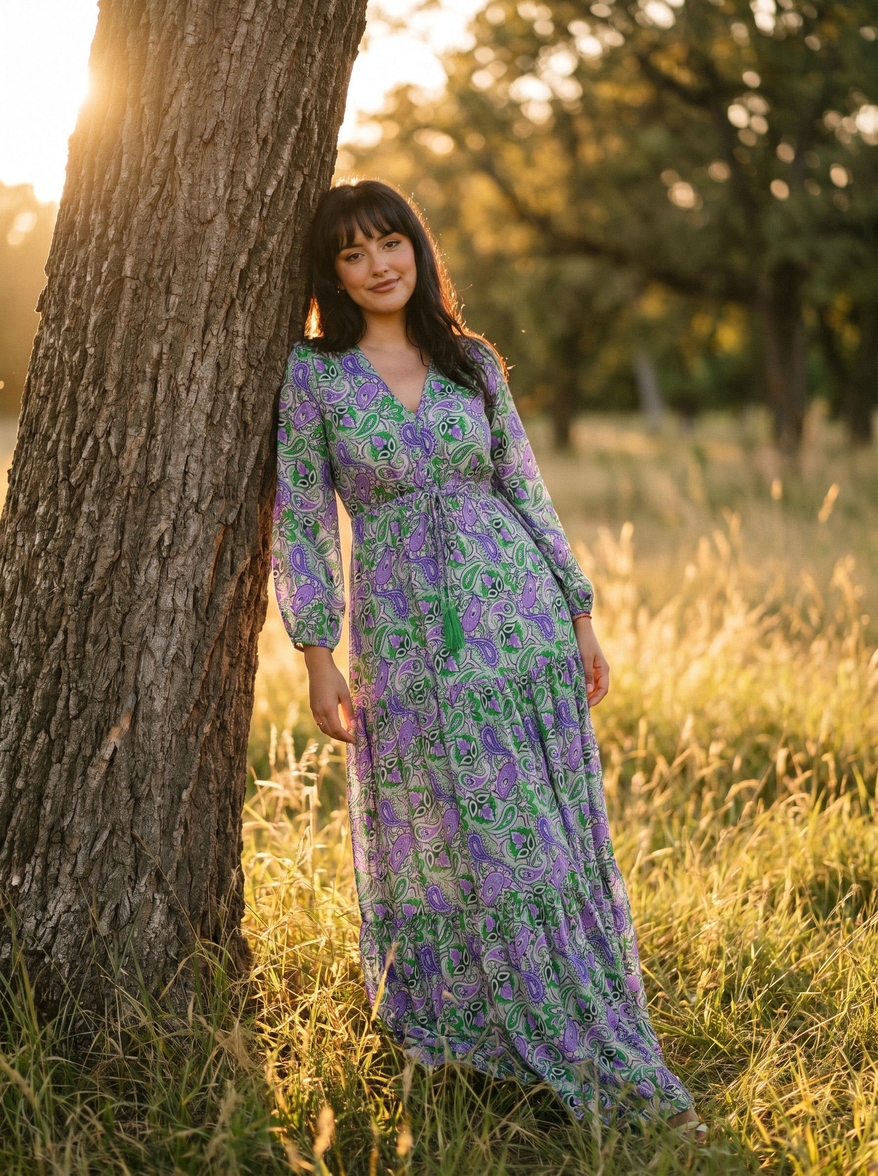 Josephine Tiered Maxi Dress in Painted Paisley