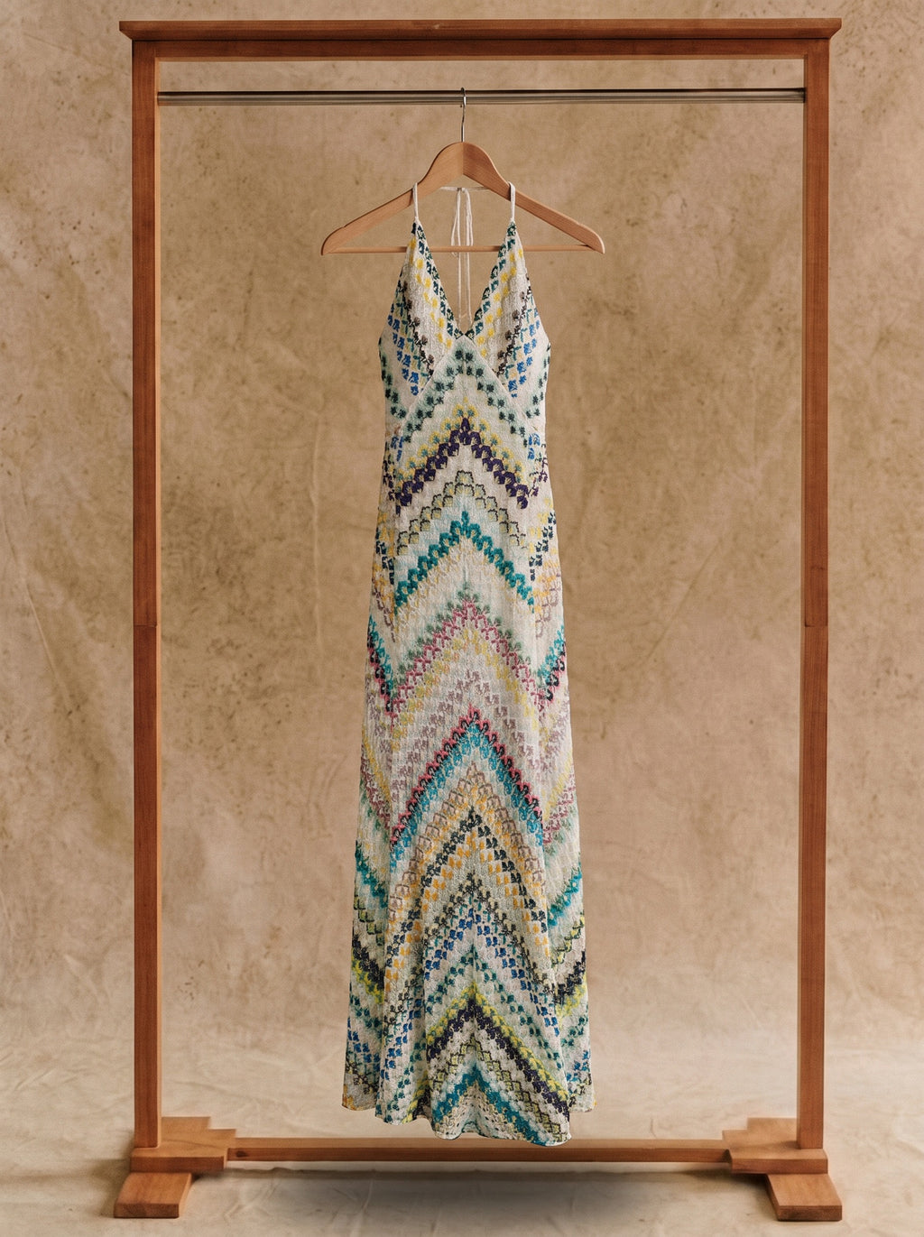 Sabine Halter Maxi Dress in Vintage Chevron