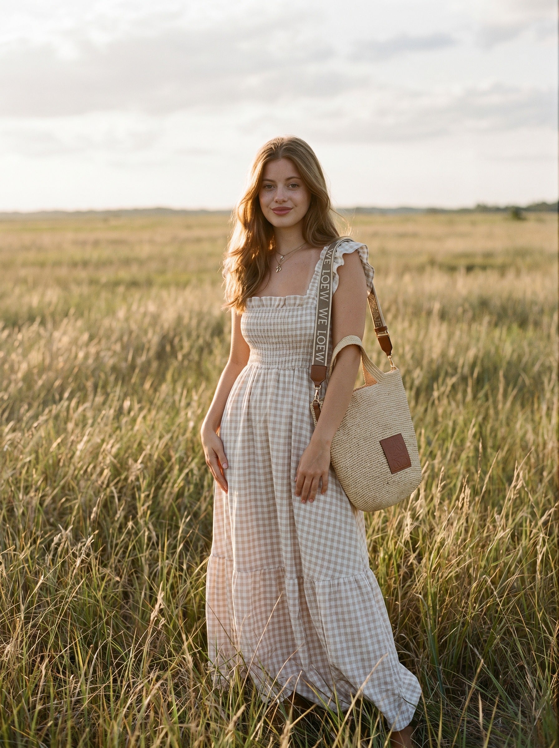Elodie Smocked Tiered Maxi Dress in Picnic Gingham