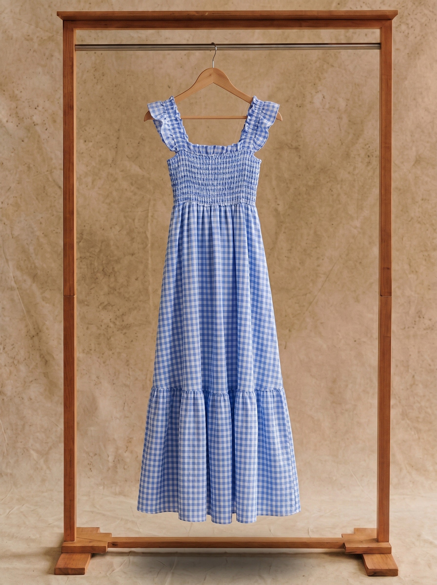 Elodie Smocked Tiered Maxi Dress in Picnic Gingham