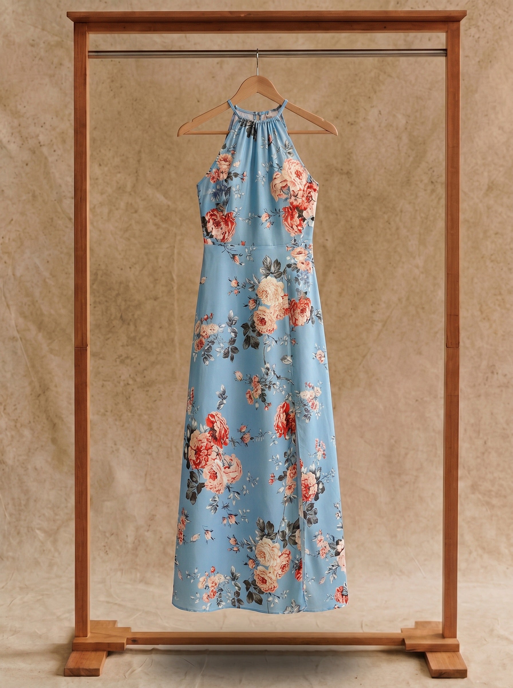 Cosima Halter Maxi Dress in Prairie Sky Peony