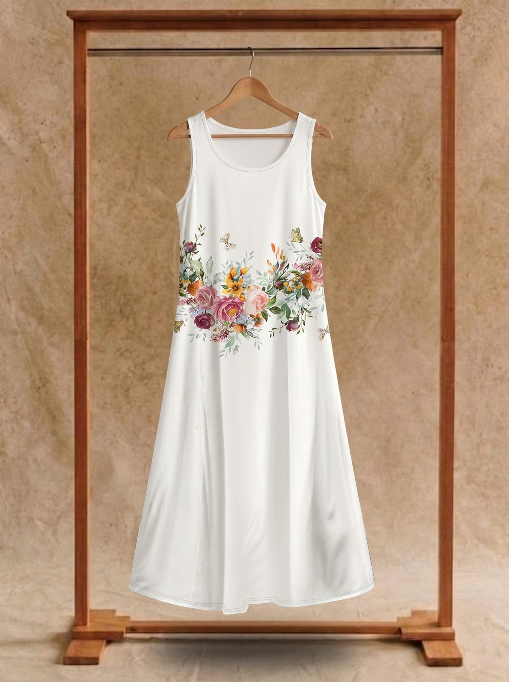 Maren Sleeveless Maxi Dress in Ivory Garden Party