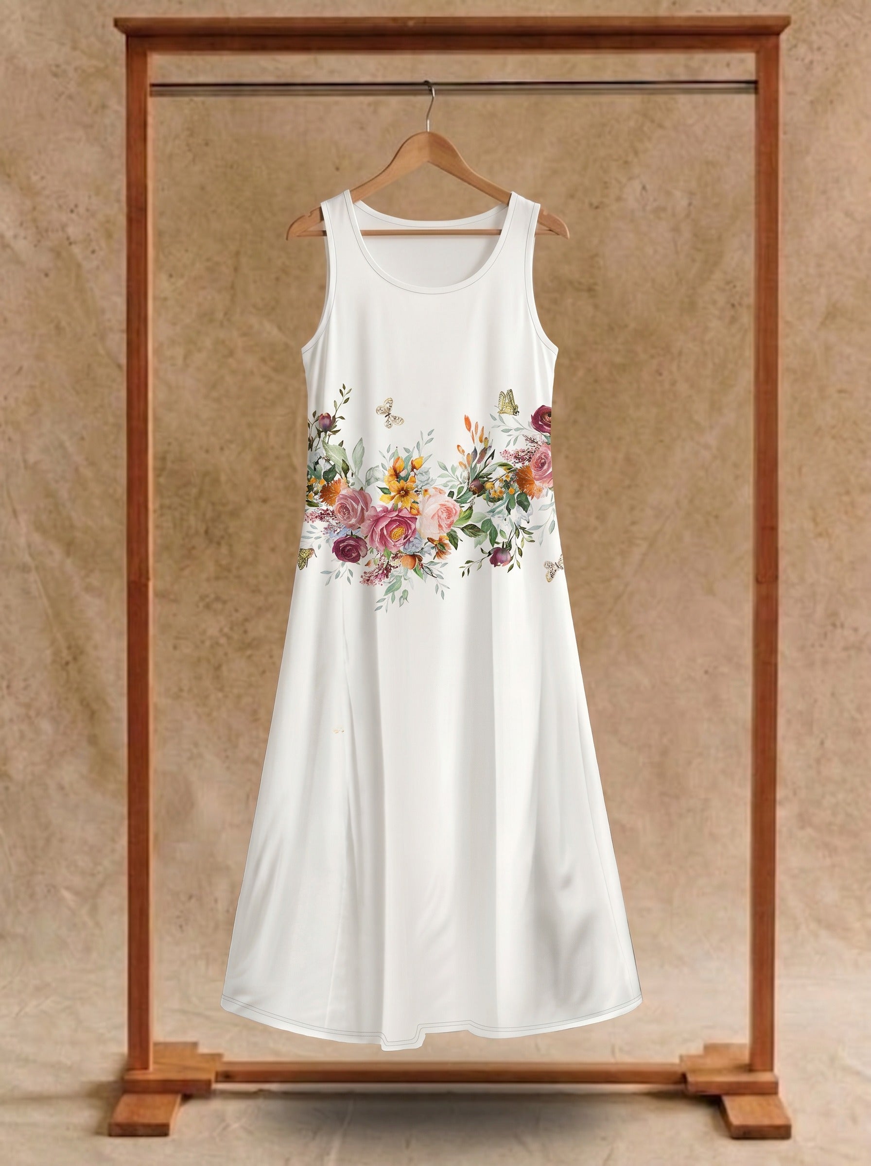 Maren Sleeveless Maxi Dress in Ivory Garden Party