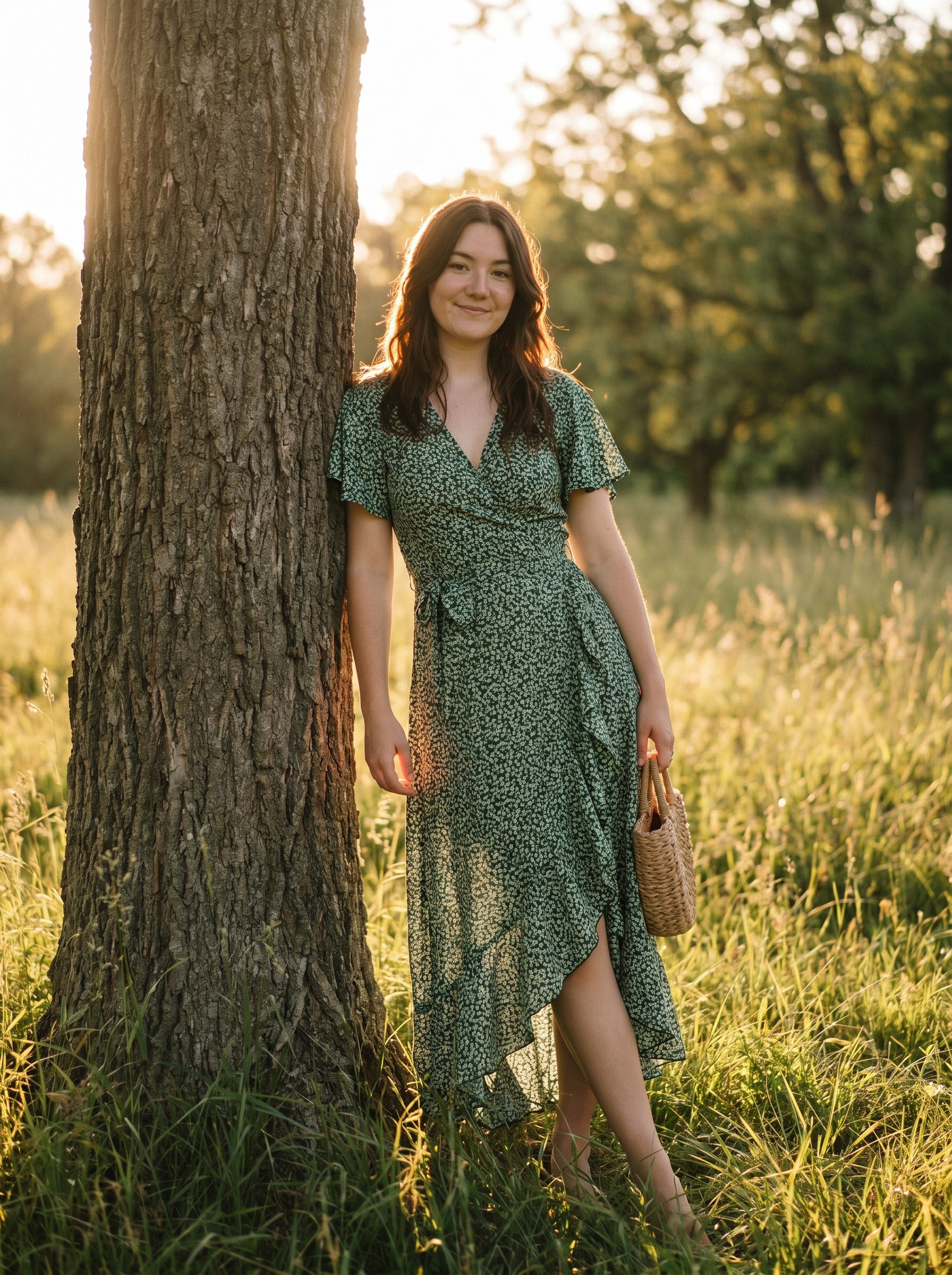 Isadora Wrap Maxi Dress in Meadow Ditsy Florals