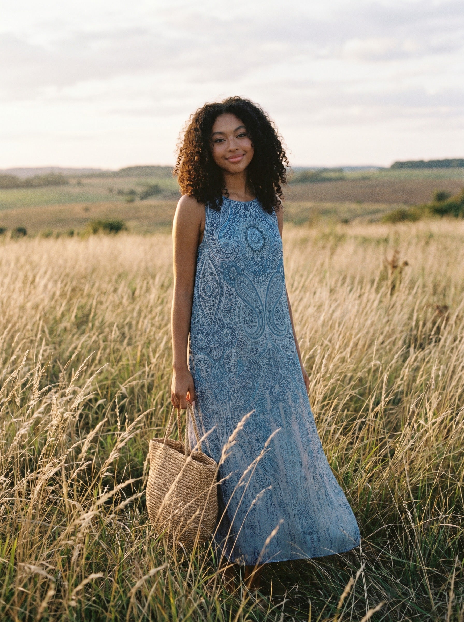 Maren Sleeveless Maxi Dress in Misty Indigo Paisley