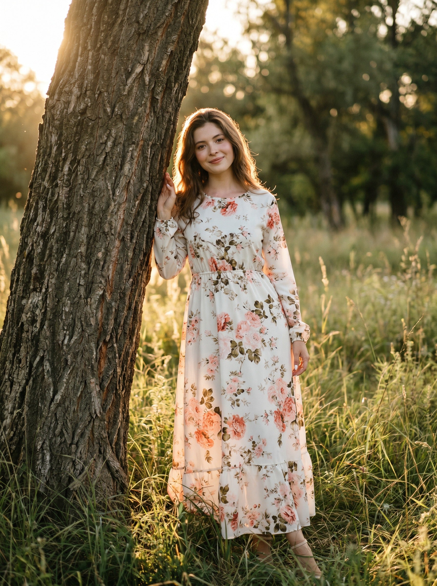 Juniper Tiered Maxi Dress in Antique Rose Garden