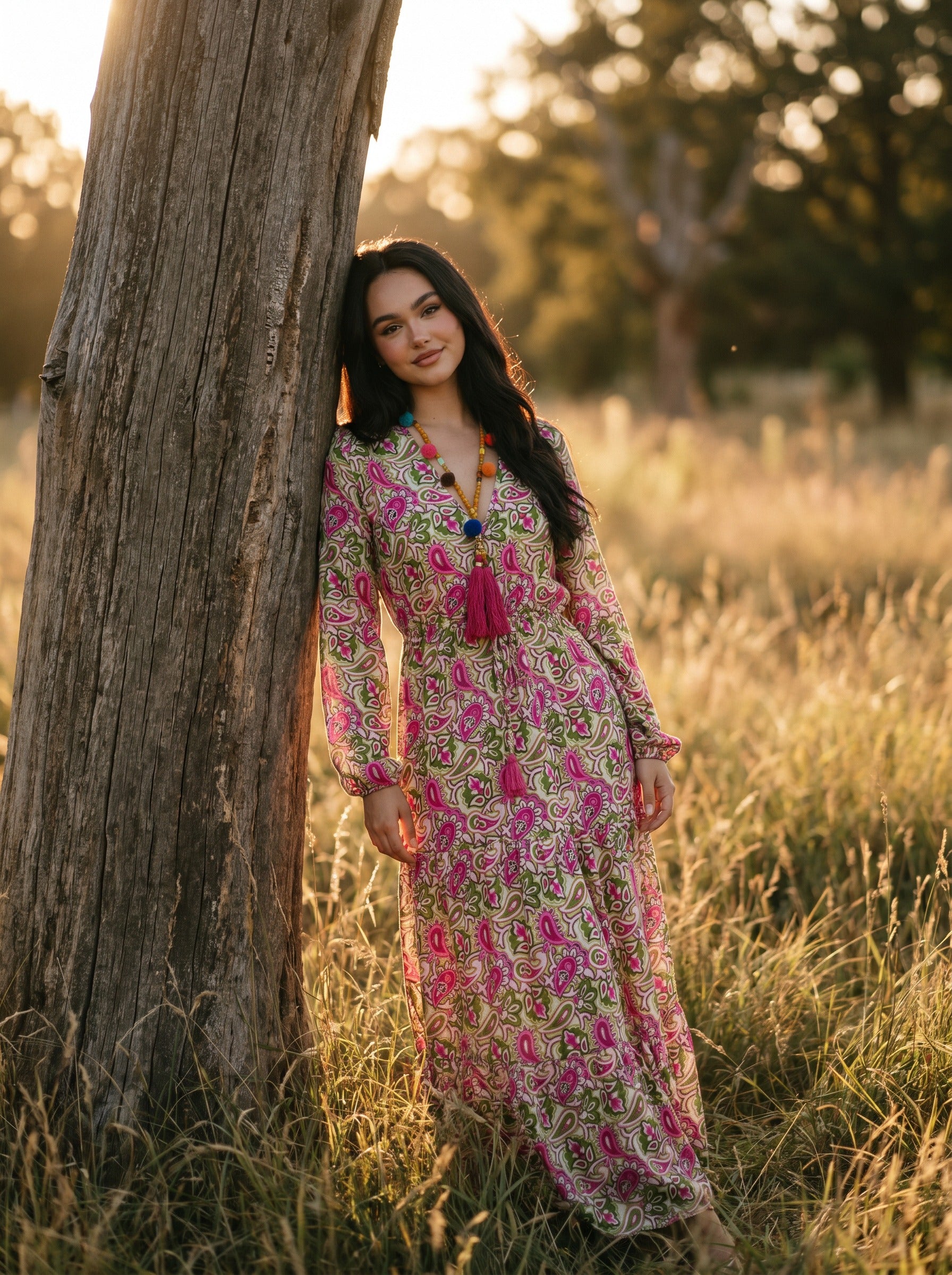 Josephine Tiered Maxi Dress in Painted Paisley
