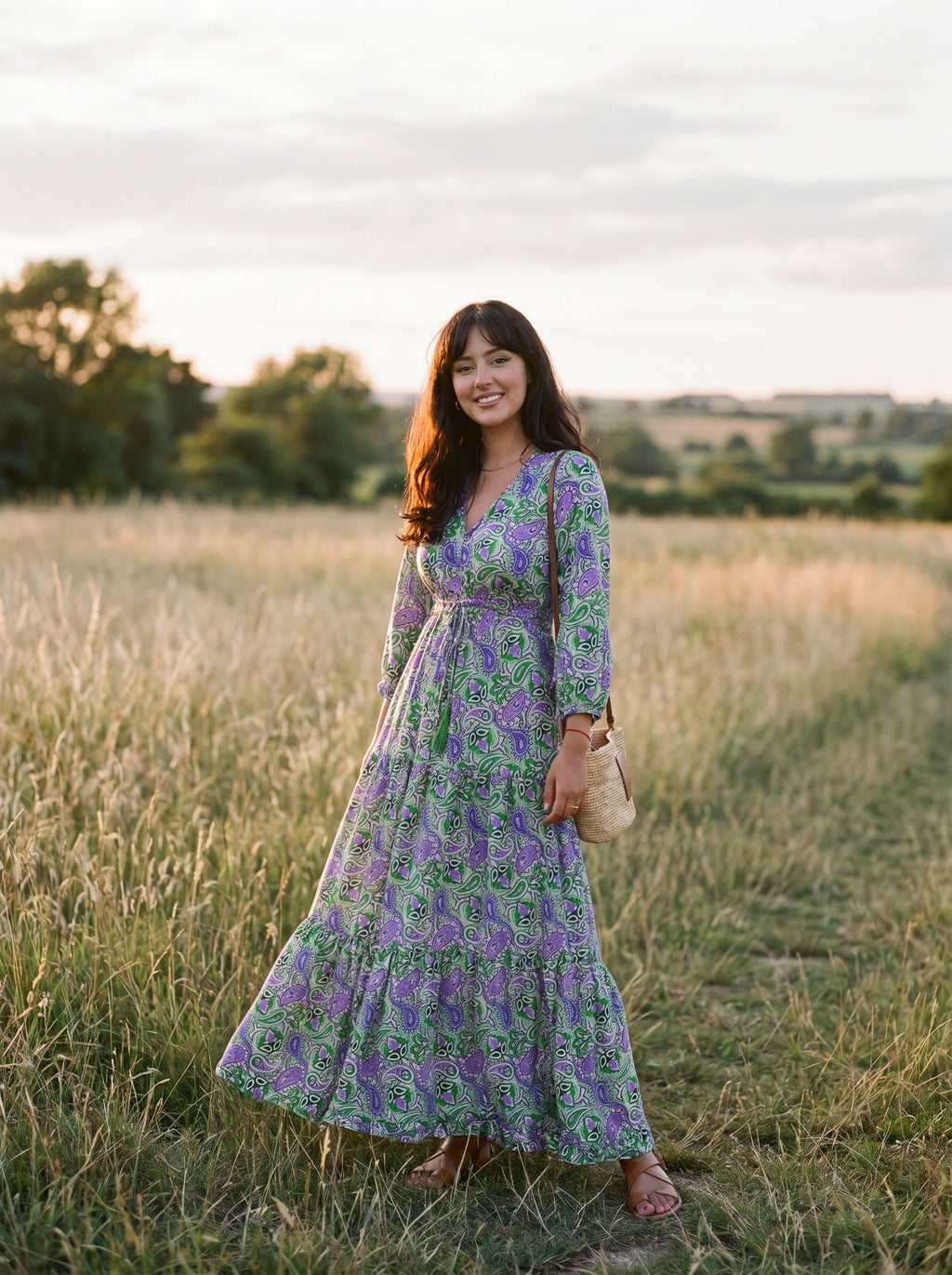 Josephine Tiered Maxi Dress in Painted Paisley