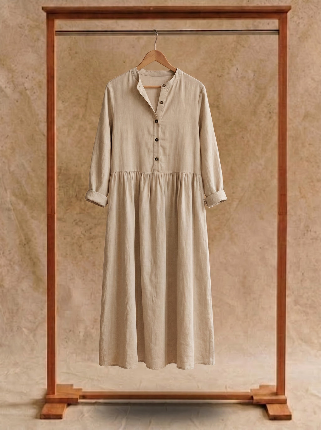 Marigold Button-Front Maxi Dress in Cottage Solids