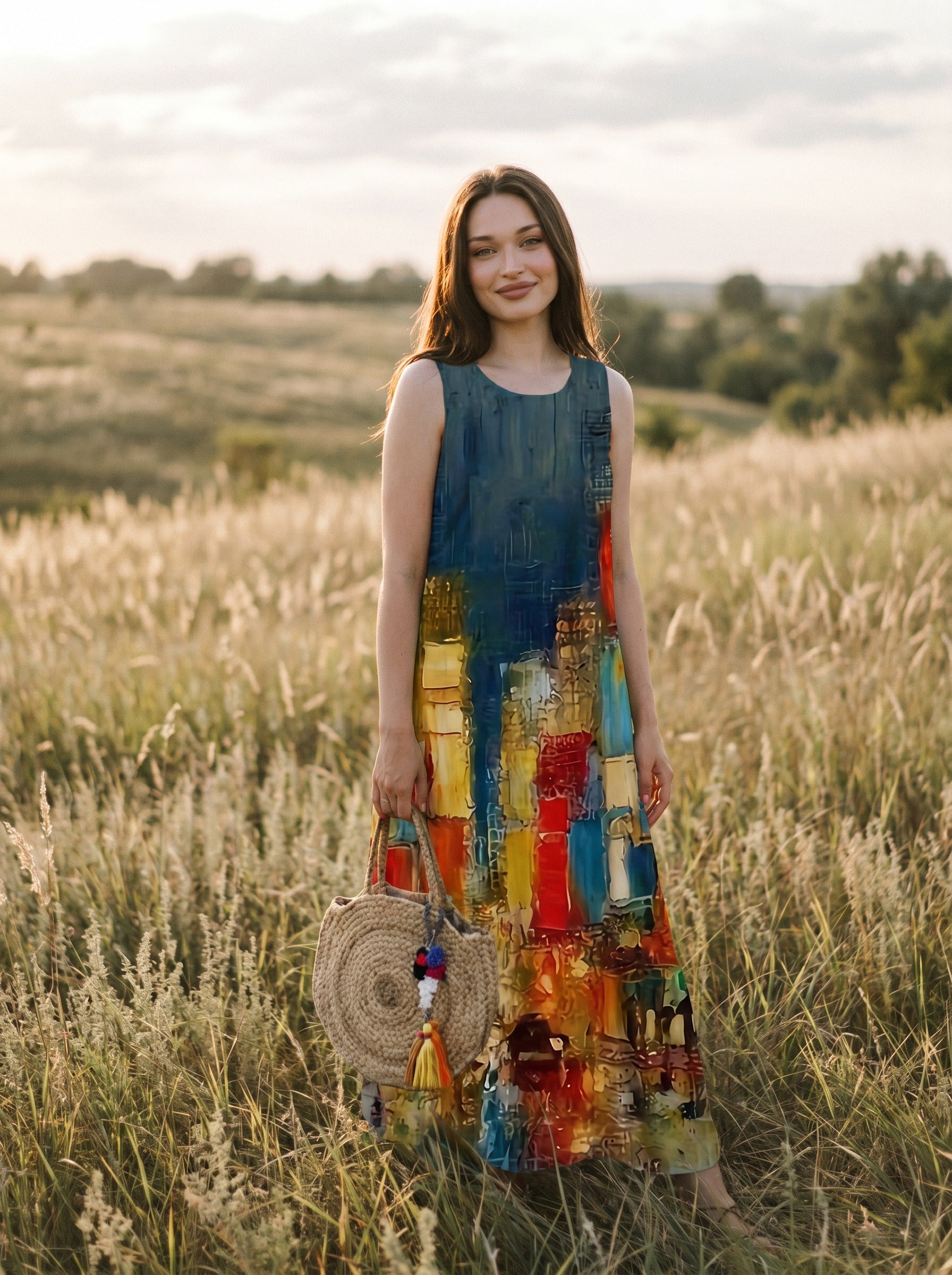Maren Sleeveless Maxi Dress in Painted City Dusk