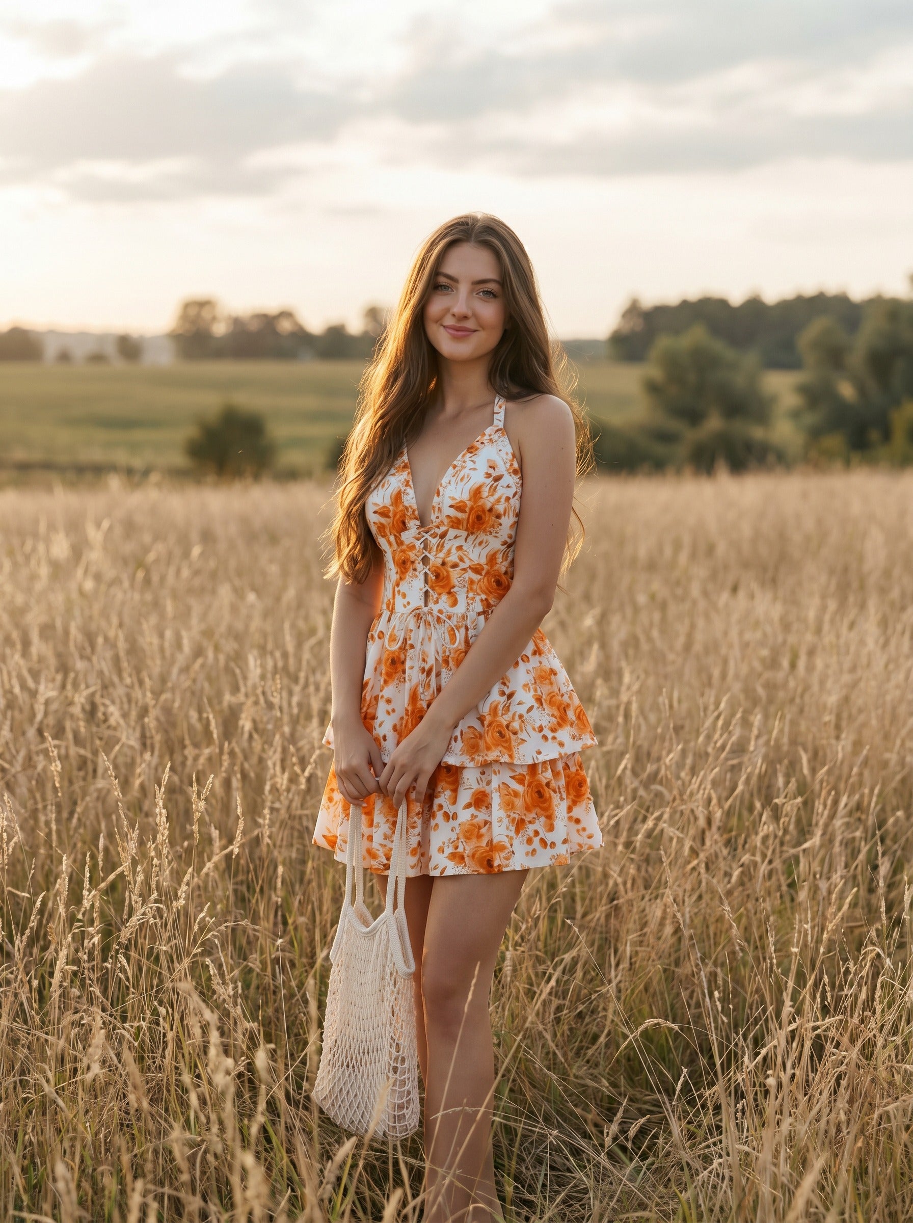 Penelope Halter Mini Dress in Watercolor Roses