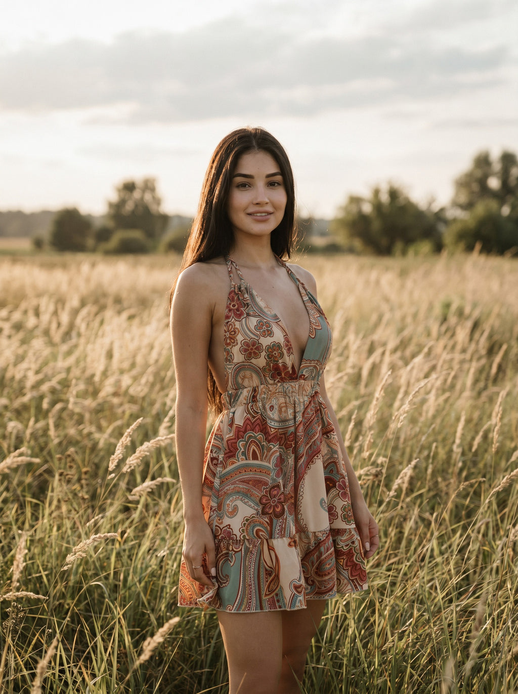 Ingrid Halter Two-Piece Set in Terracotta Paisley