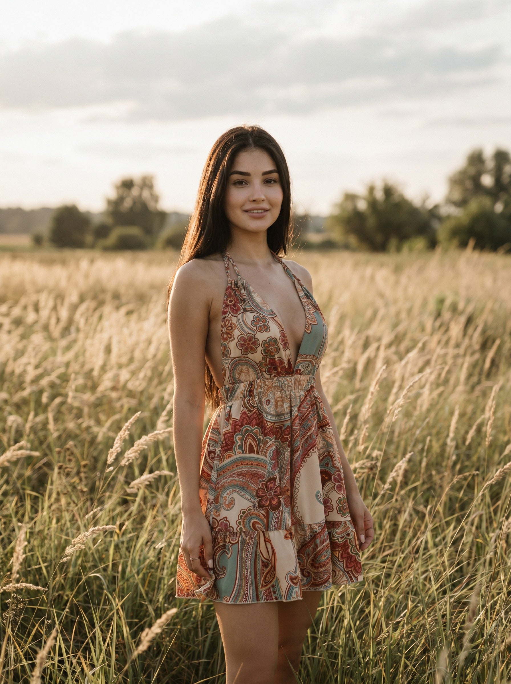 Ingrid Halter Two-Piece Set in Terracotta Paisley