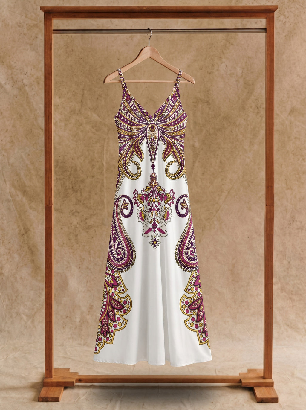 Vivienne Slip Maxi Dress in Folk Paisley