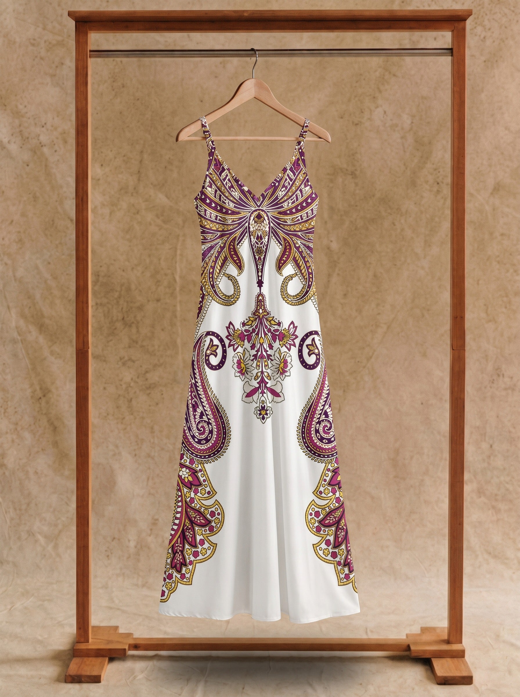 Vivienne Slip Maxi Dress in Folk Paisley