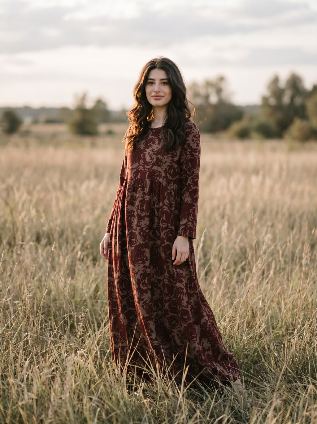 Sylvie Gathered Maxi Dress in Tapestry Roses