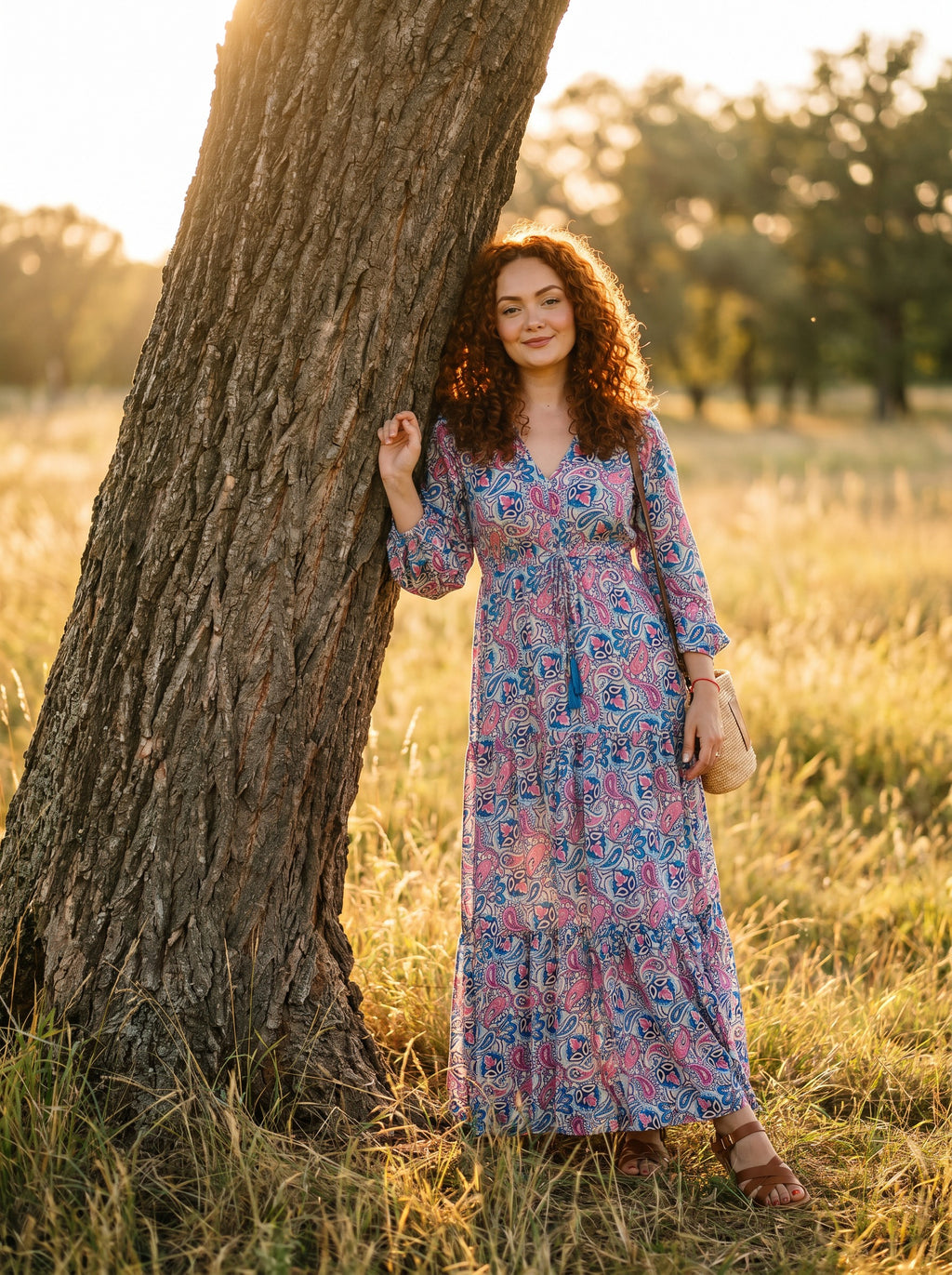 Josephine Tiered Maxi Dress in Painted Paisley