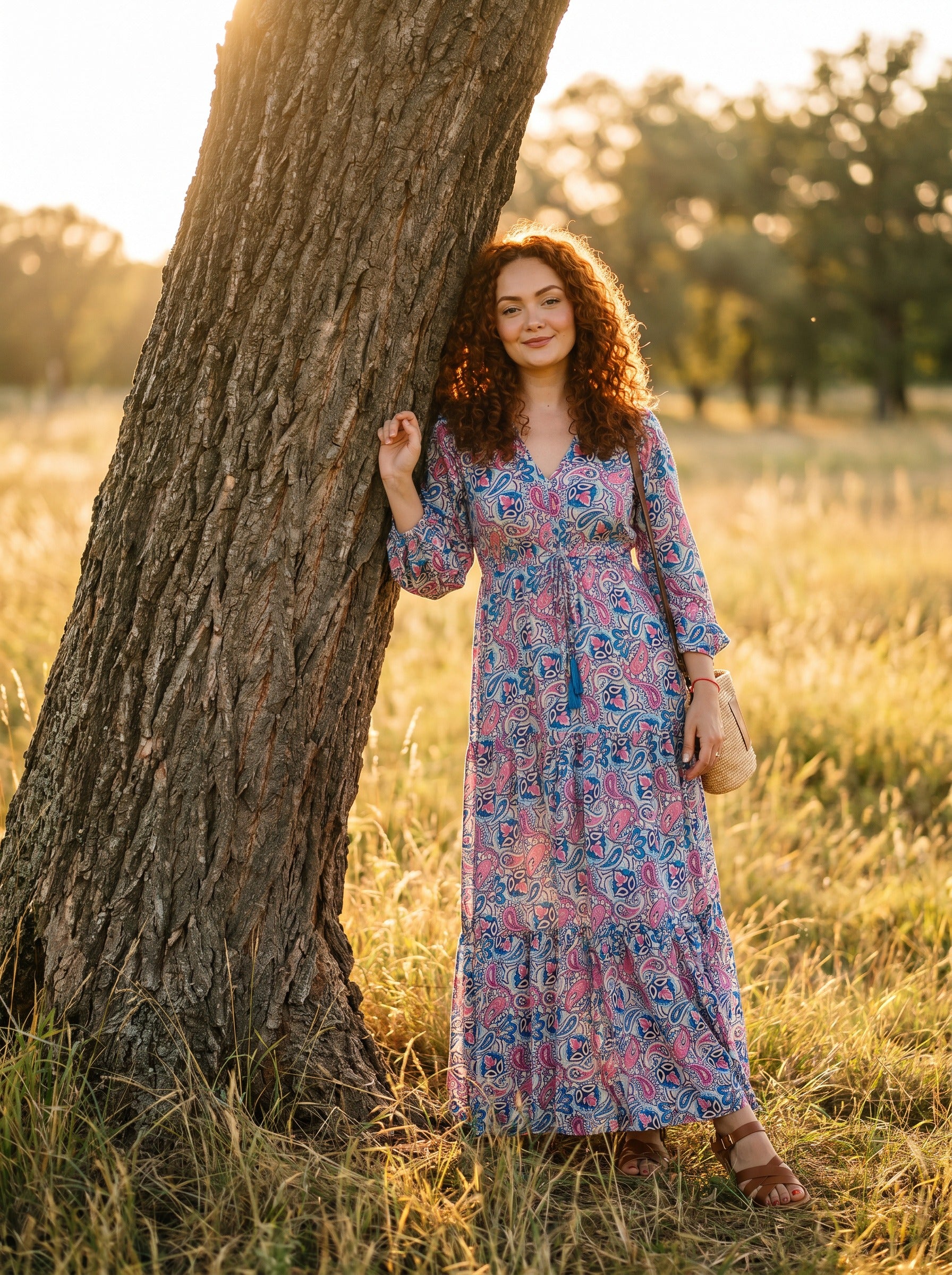 Josephine Tiered Maxi Dress in Painted Paisley