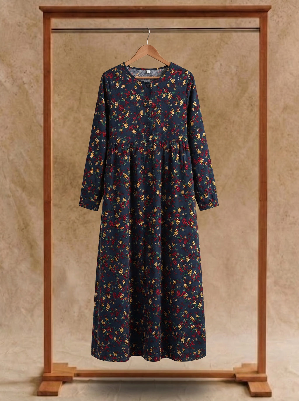 Sylvie Gathered Maxi Dress in Prairie Berry Sprigs