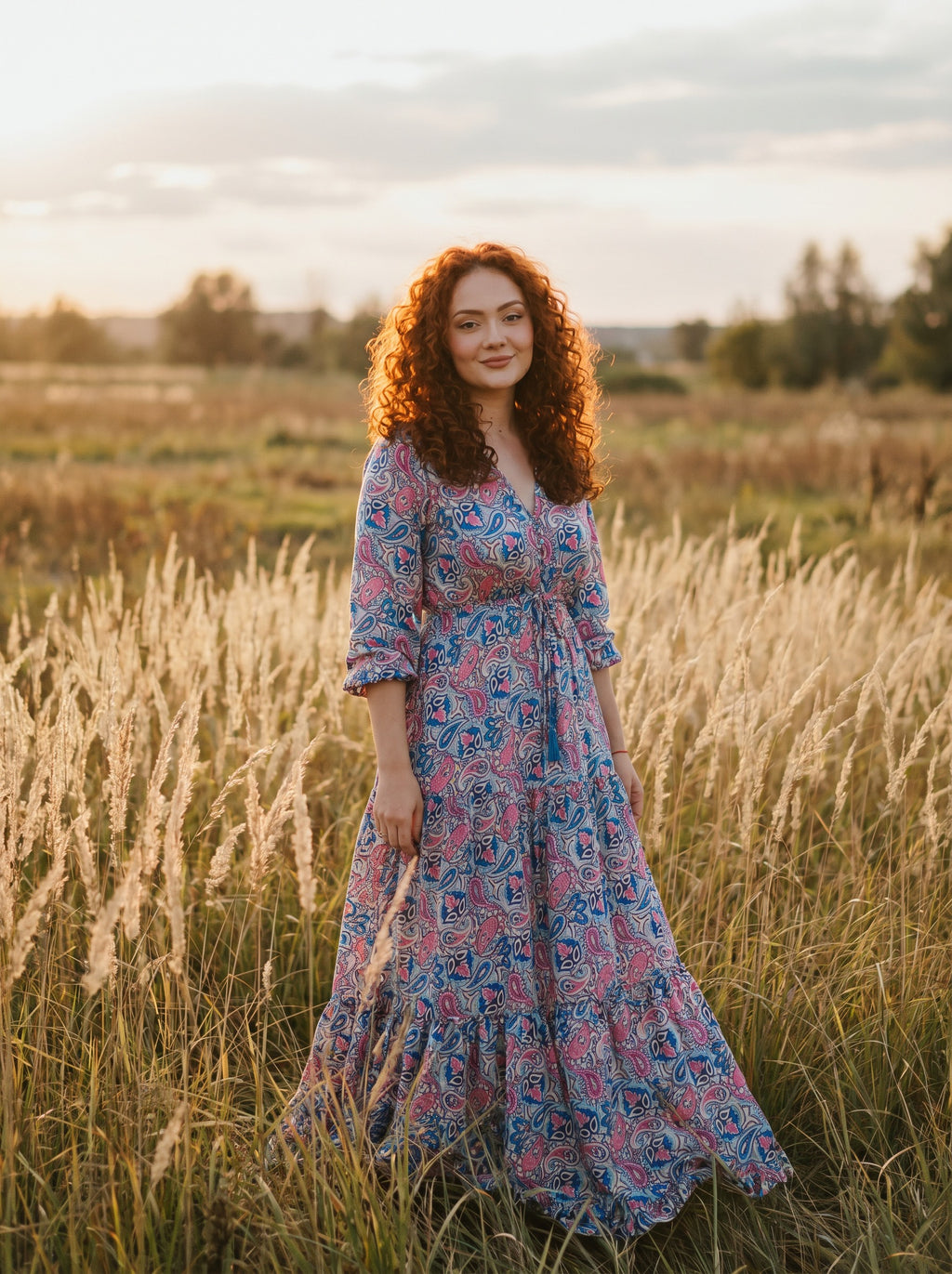 Josephine Tiered Maxi Dress in Painted Paisley