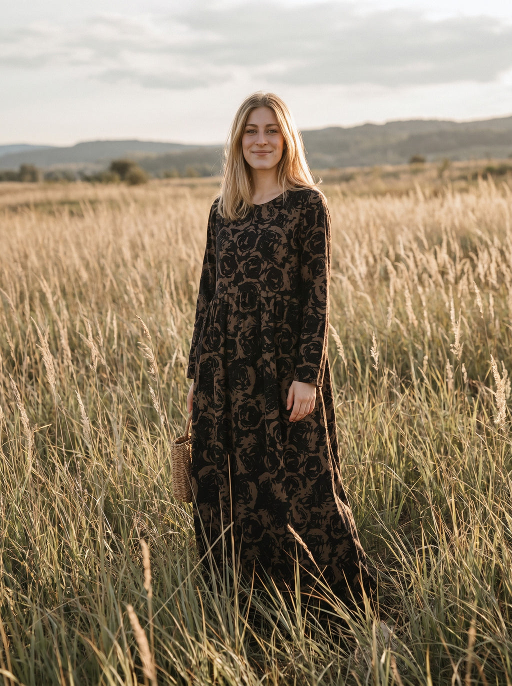 Sylvie Gathered Maxi Dress in Tapestry Roses
