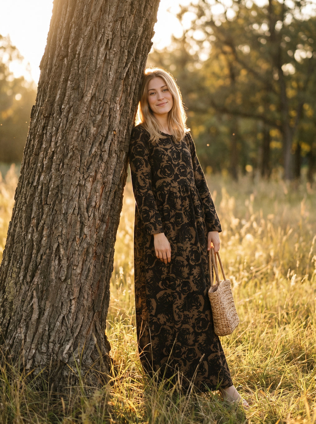Sylvie Gathered Maxi Dress in Tapestry Roses