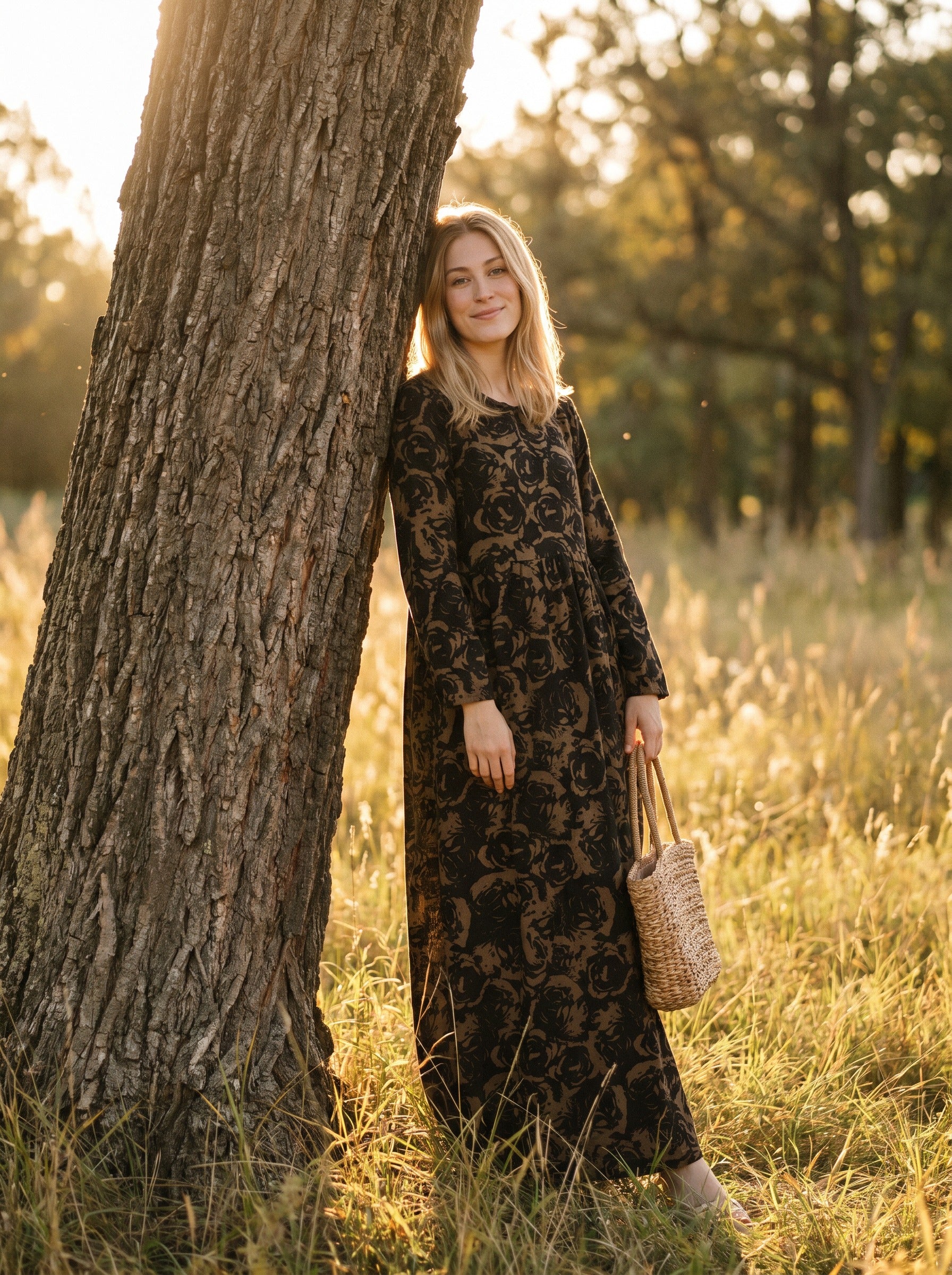 Sylvie Gathered Maxi Dress in Tapestry Roses