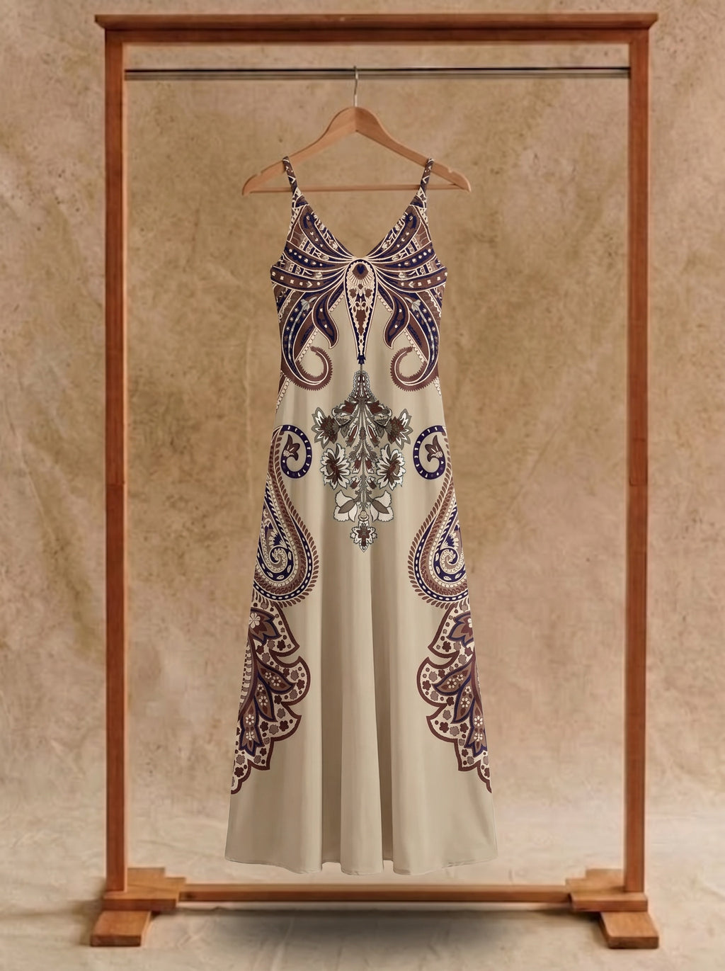 Vivienne Slip Maxi Dress in Folk Paisley