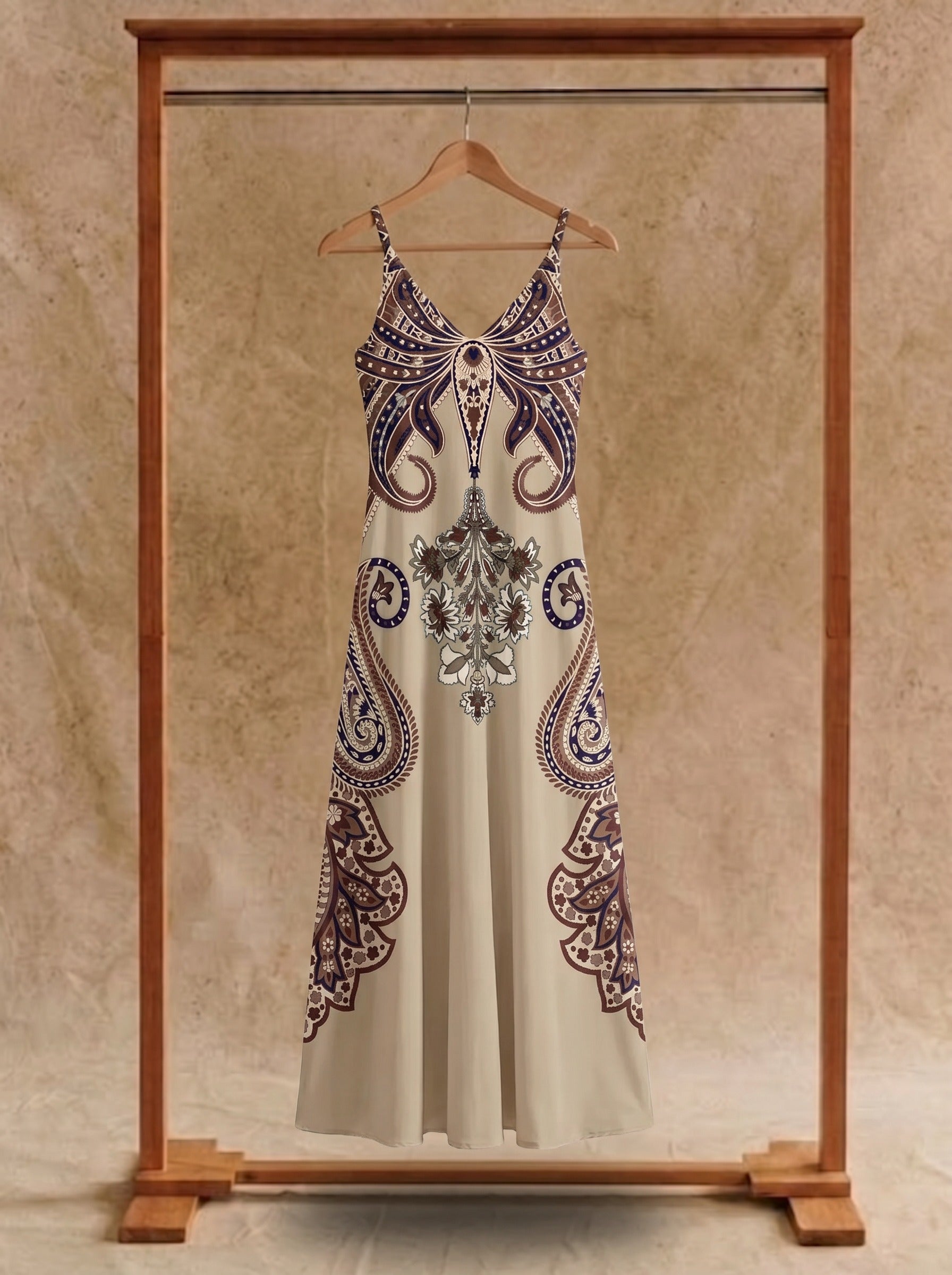 Vivienne Slip Maxi Dress in Folk Paisley
