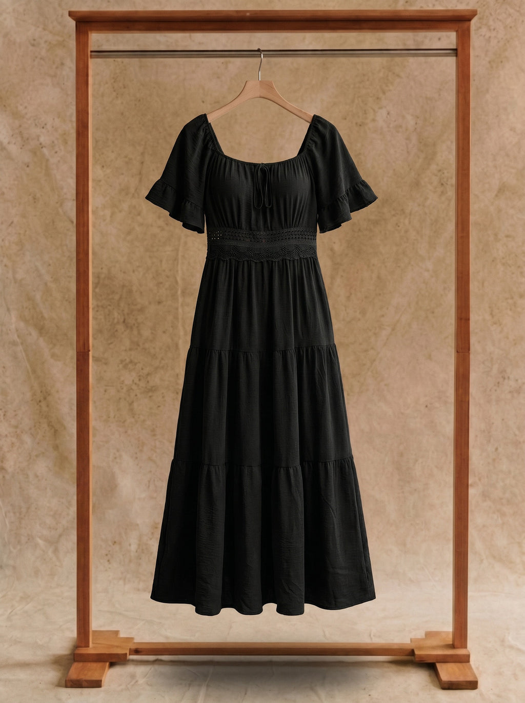 Colette Flutter Sleeve Maxi Dress in Evergreen & Midnight
