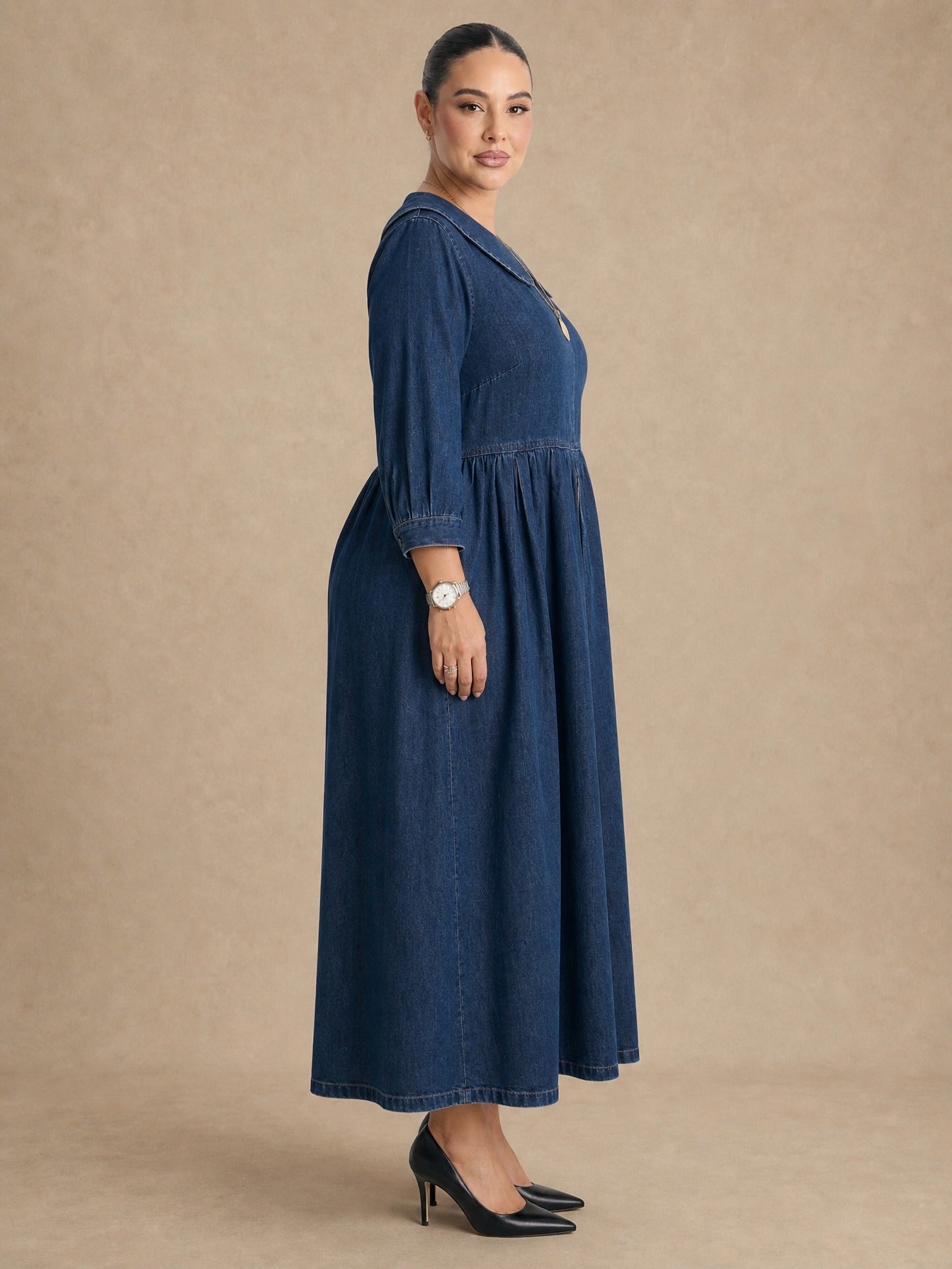 Clara Peter Pan Collar Denim Dress