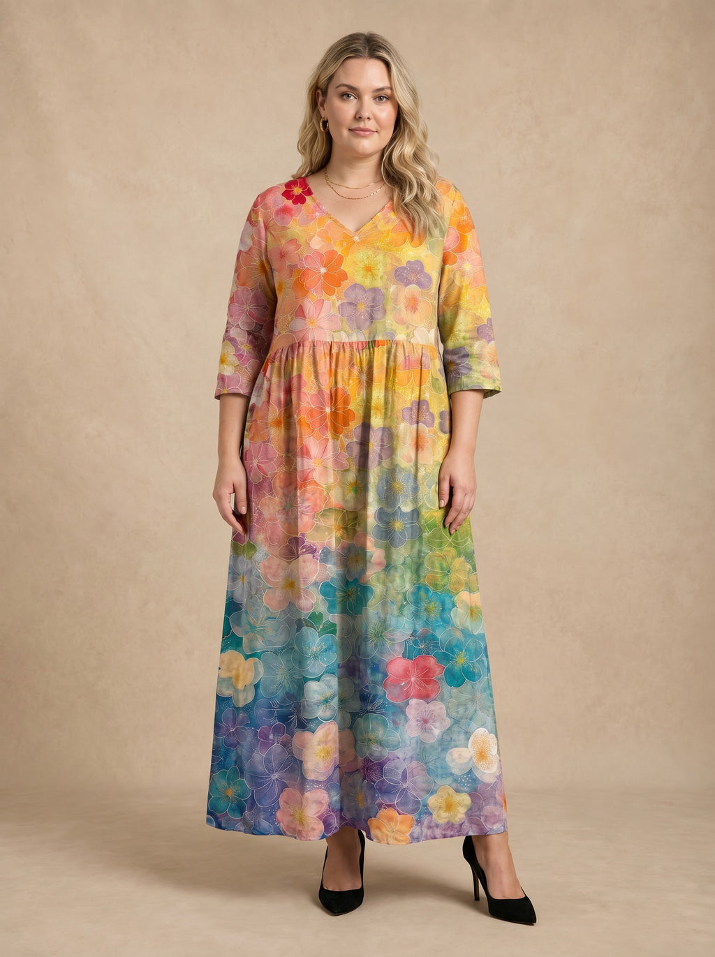 Solmira Sunset Floral Maxi Dress