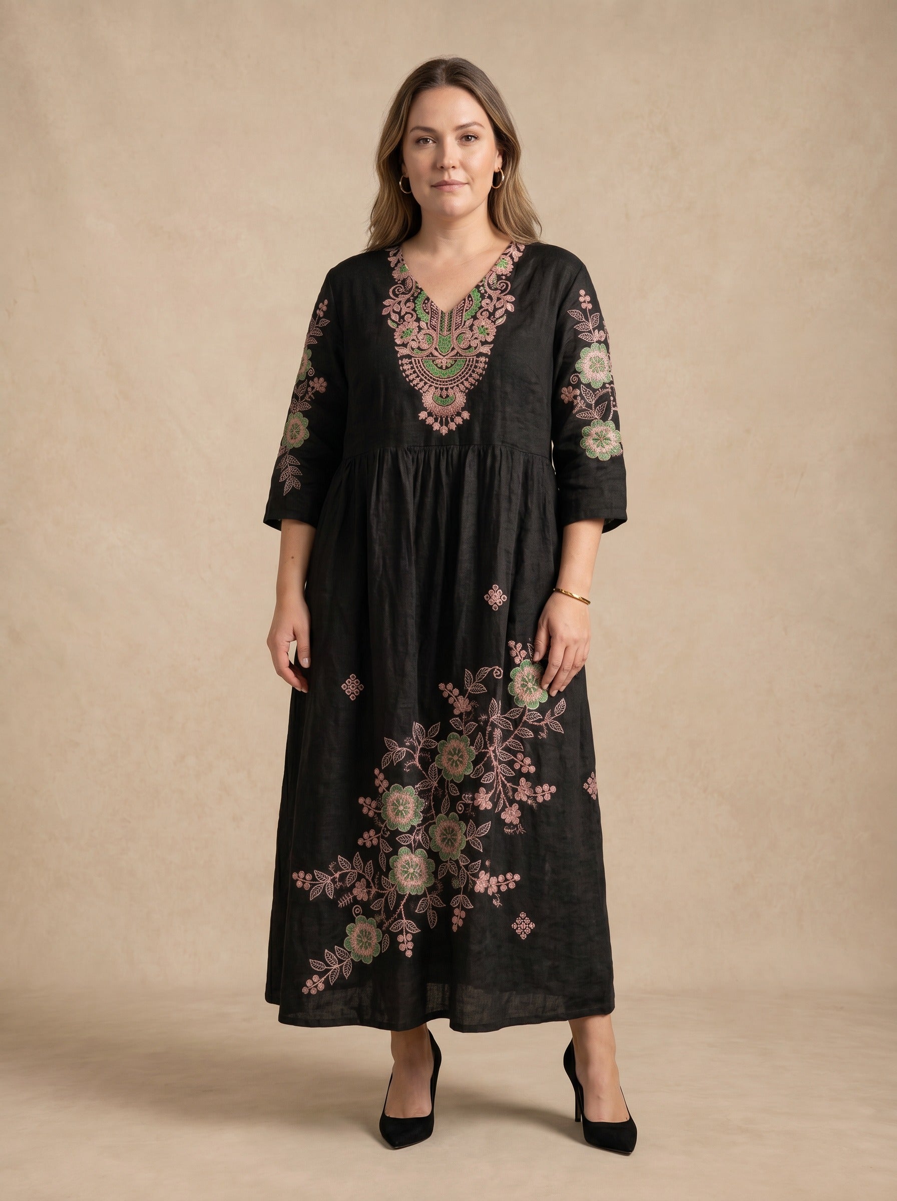 Zafira Embroidered Floral Maxi Dress