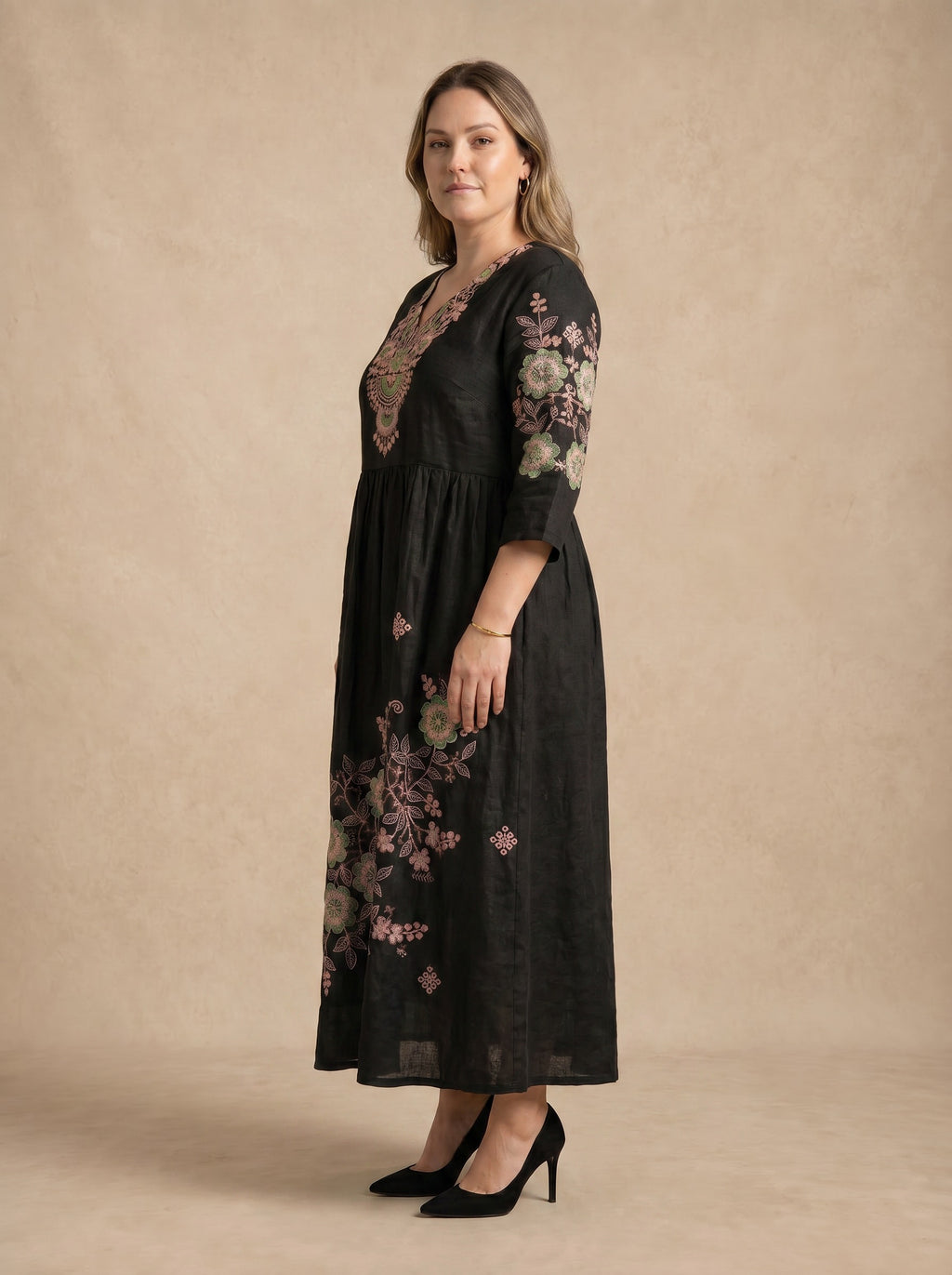 Zafira Embroidered Floral Maxi Dress