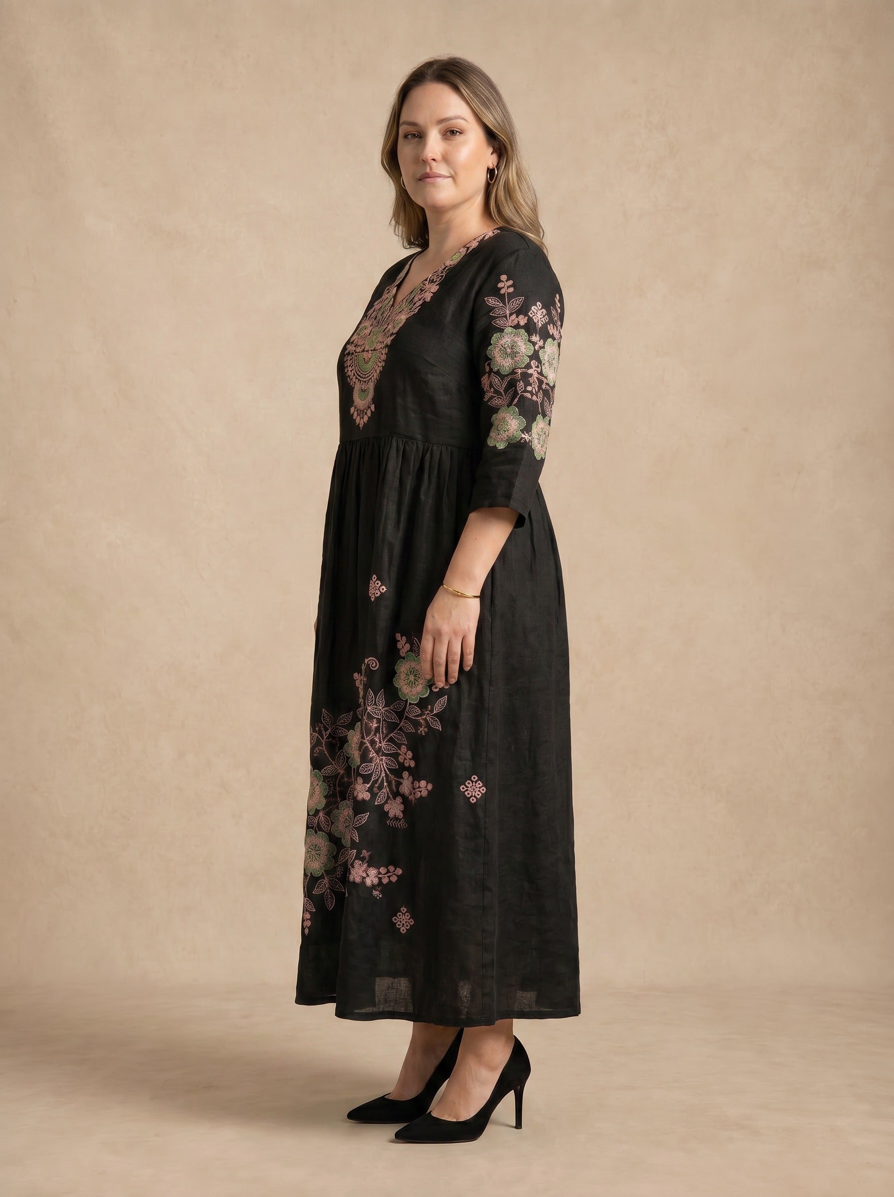 Zafira Embroidered Floral Maxi Dress