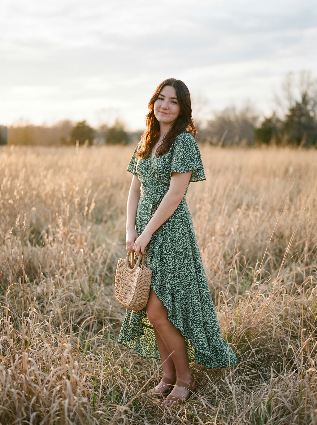 Isadora Wrap Maxi Dress in Meadow Ditsy Florals