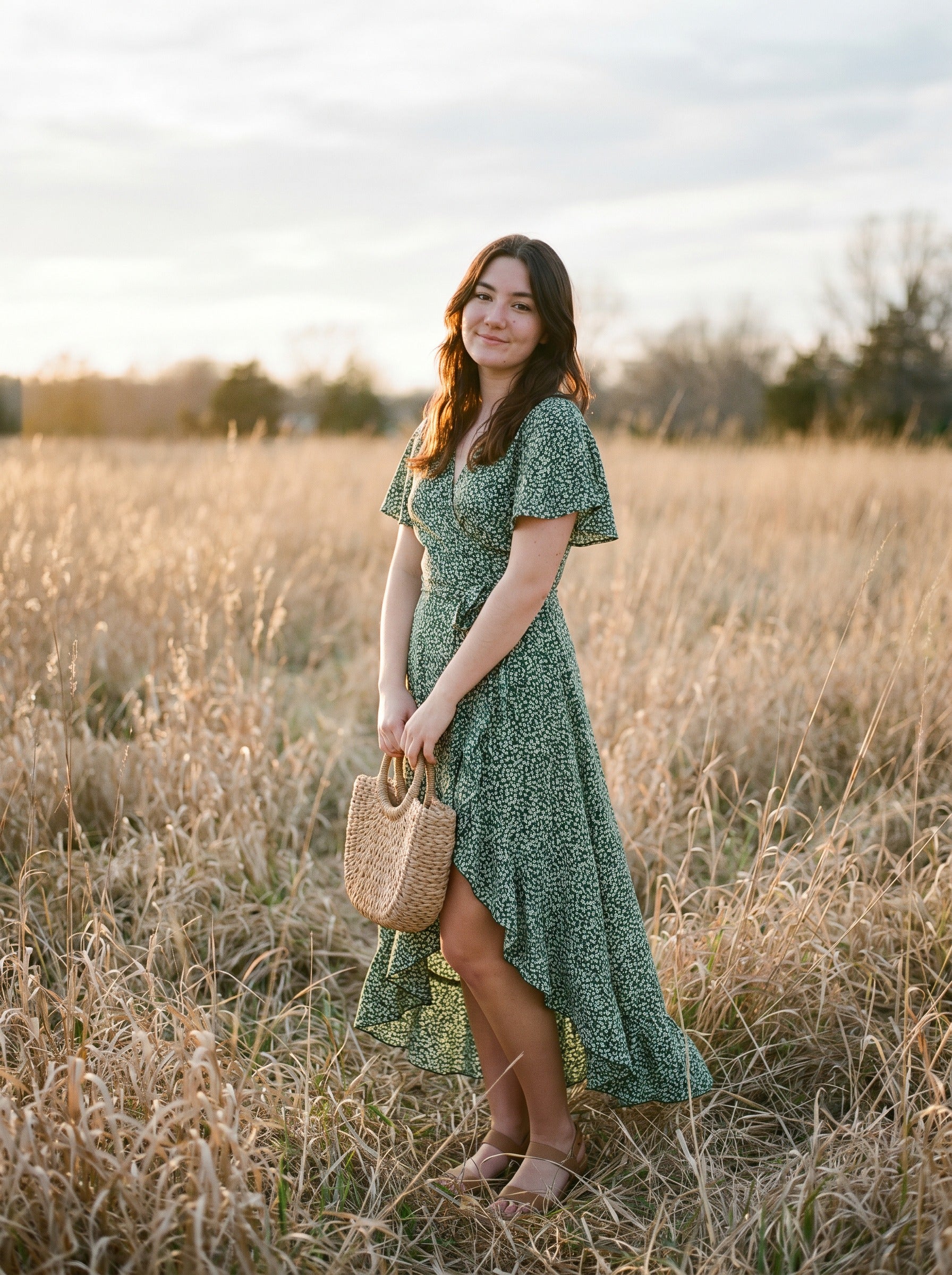 Isadora Wrap Maxi Dress in Meadow Ditsy Florals