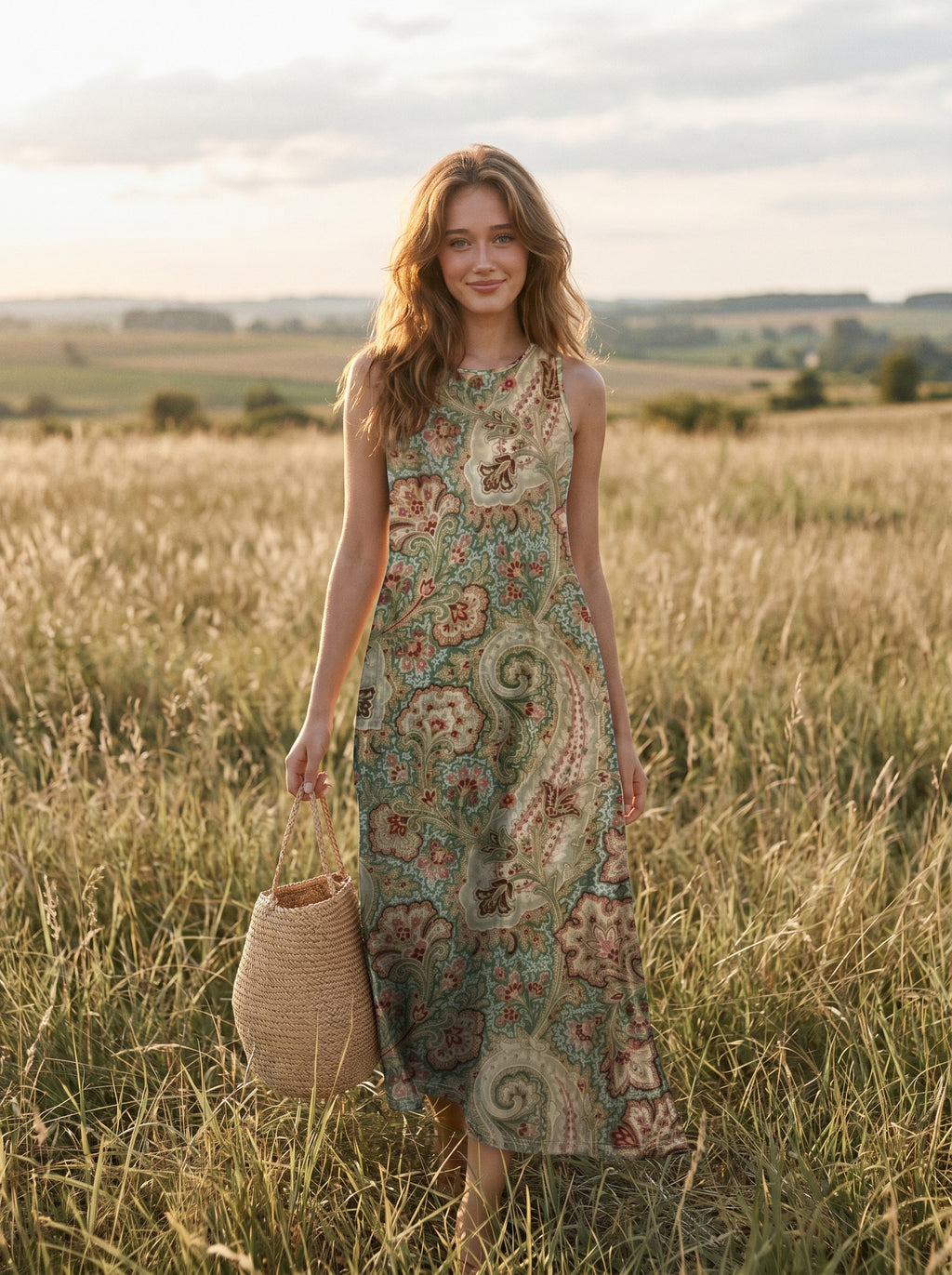 Maren Sleeveless Maxi Dress in Heirloom Paisley Garden