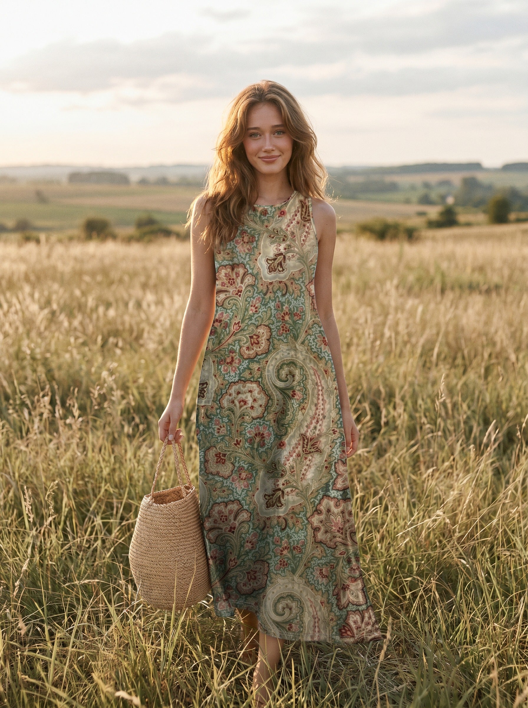 Maren Sleeveless Maxi Dress in Heirloom Paisley Garden