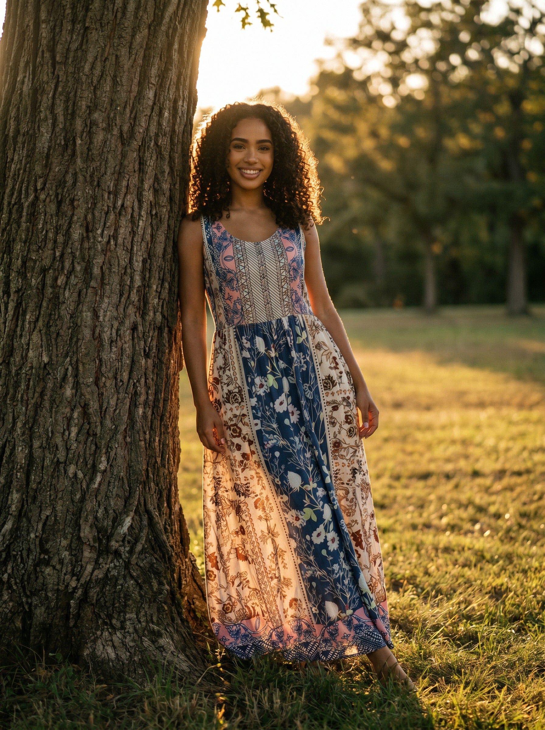 Lorelei Sleeveless Midi Dress in Porcelain Garden