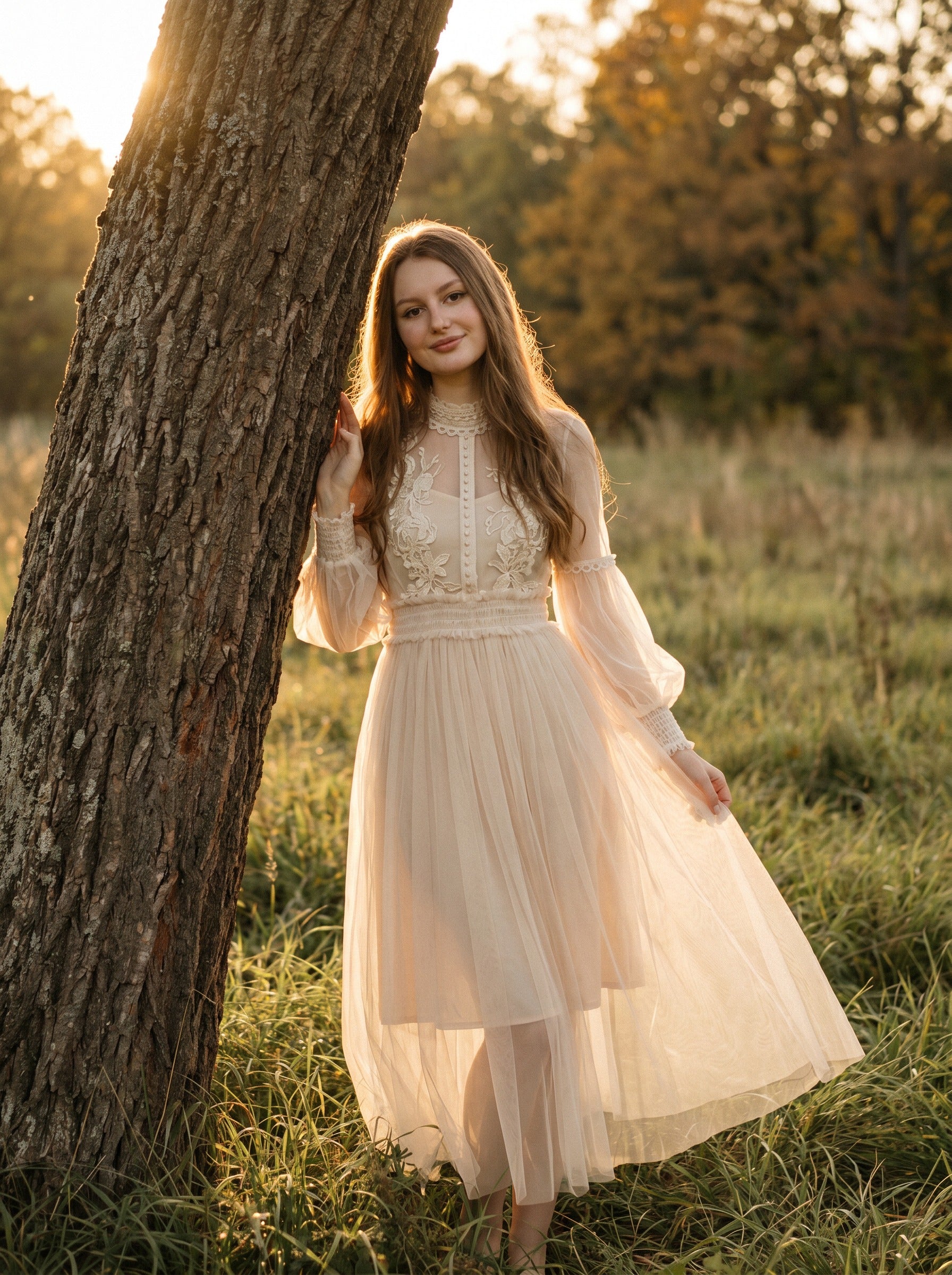 Camille Lantern Sleeve Midi Dress in Heirloom Lace