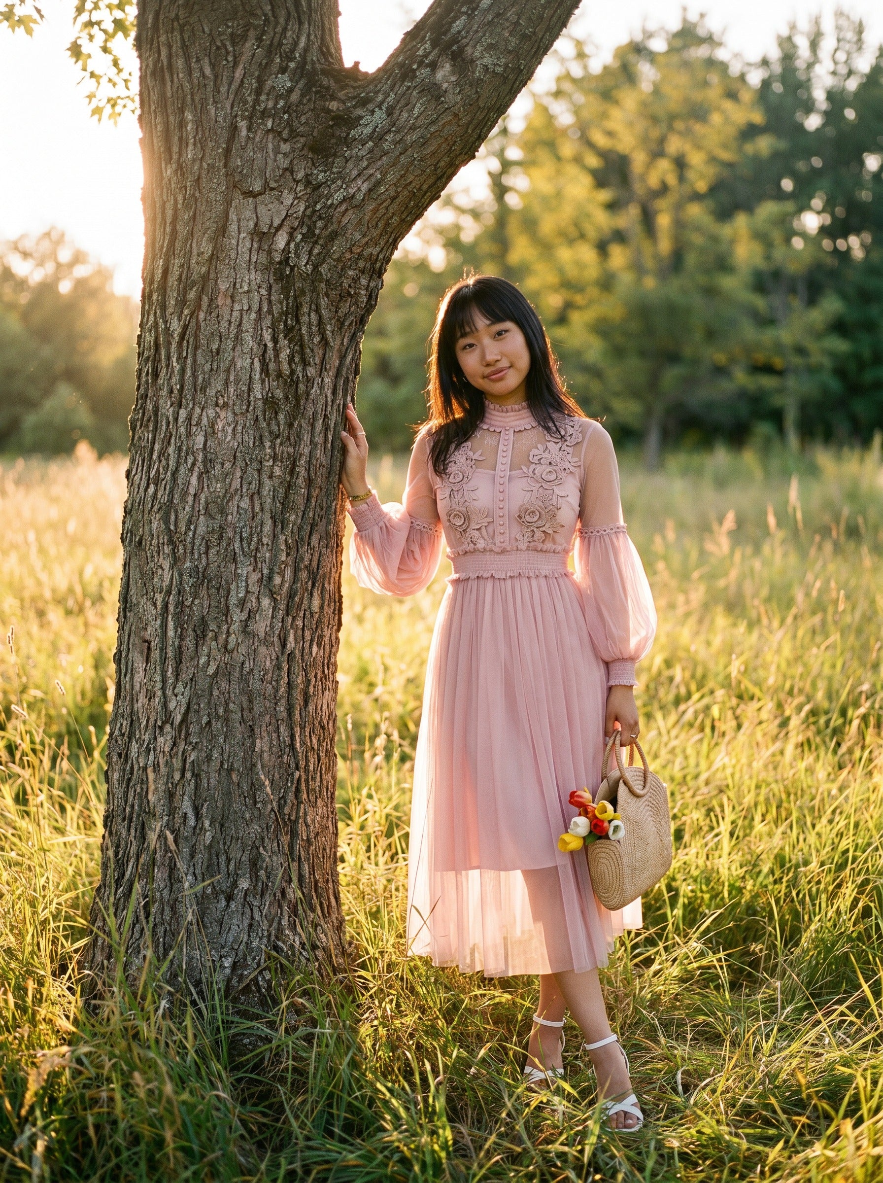 Camille Lantern Sleeve Midi Dress in Heirloom Lace