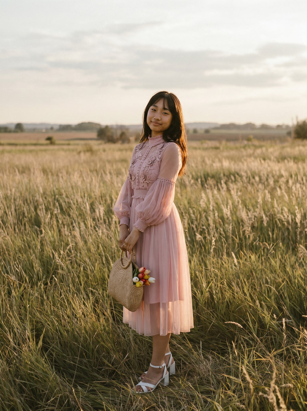Camille Lantern Sleeve Midi Dress in Heirloom Lace