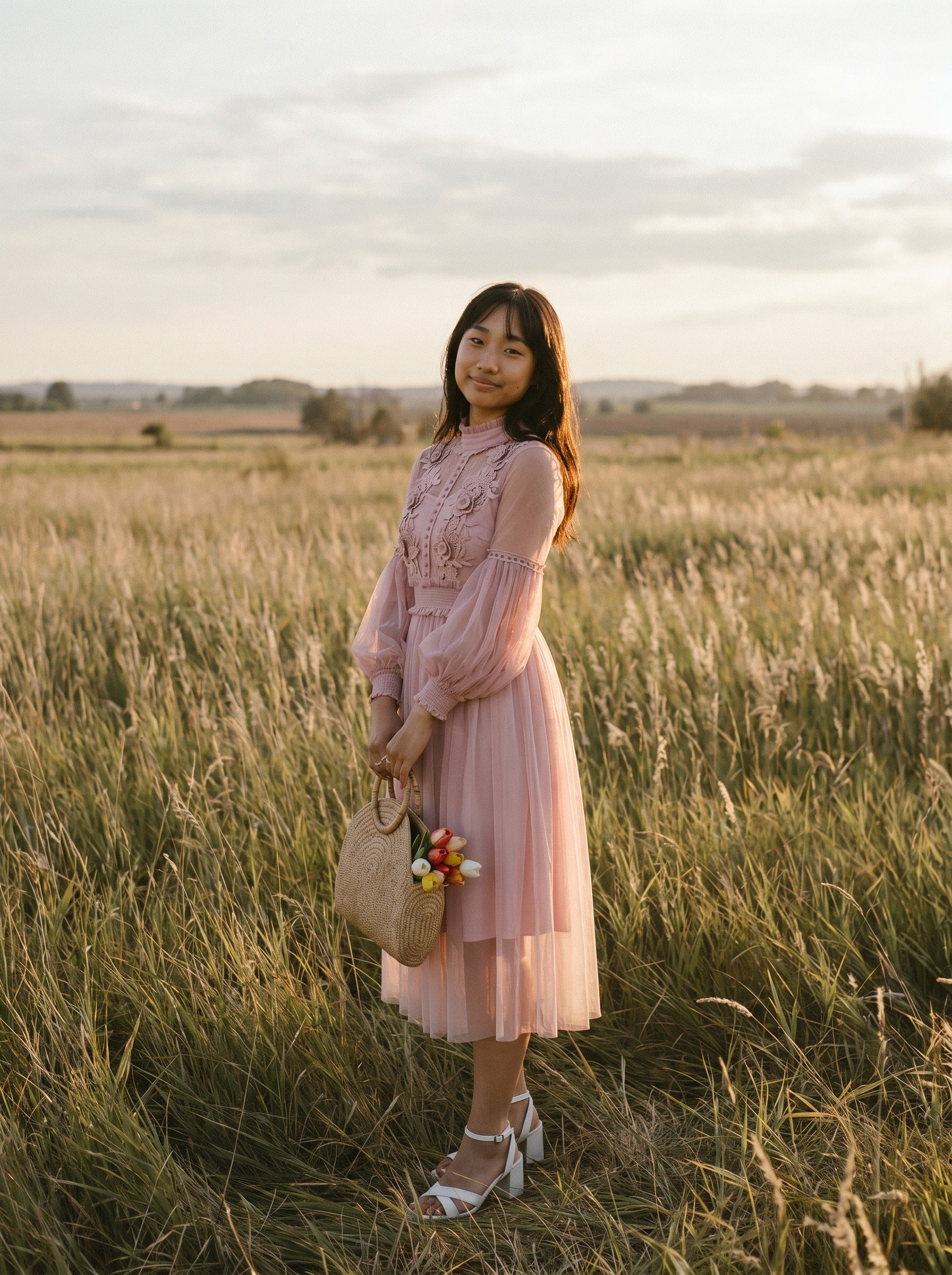 Camille Lantern Sleeve Midi Dress in Heirloom Lace