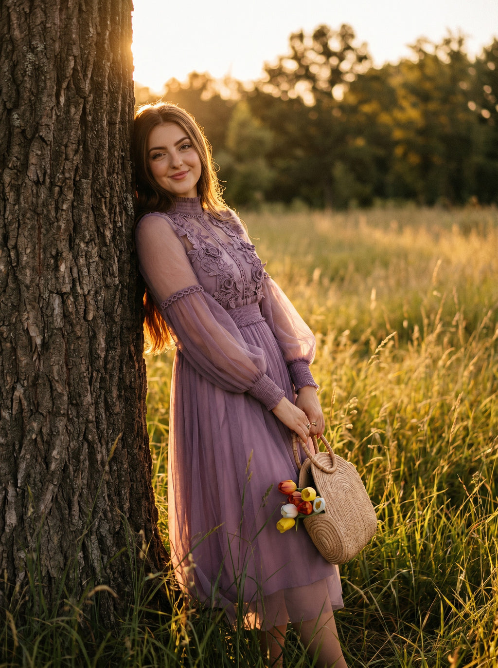 Camille Lantern Sleeve Midi Dress in Heirloom Lace